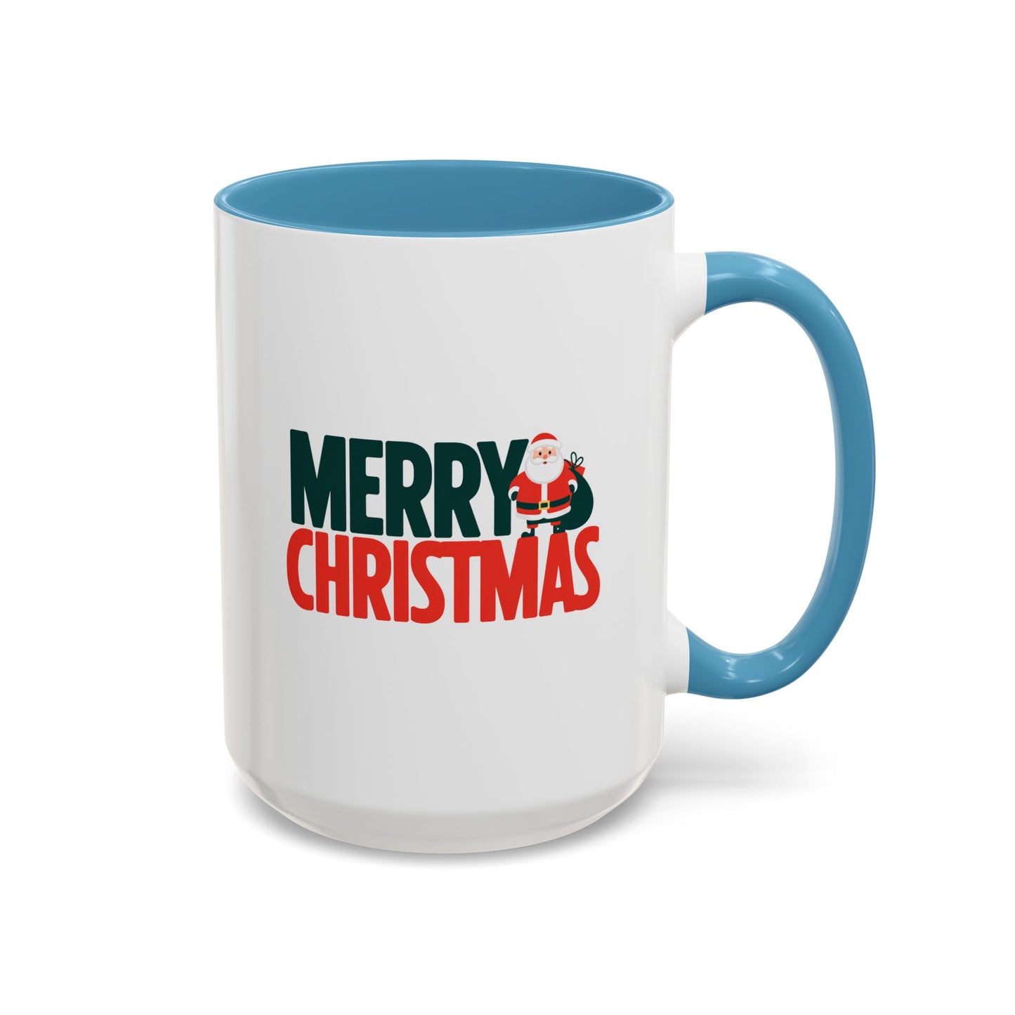 Christmas Mug - Merry Christmas Green & Red Text Santa Bag