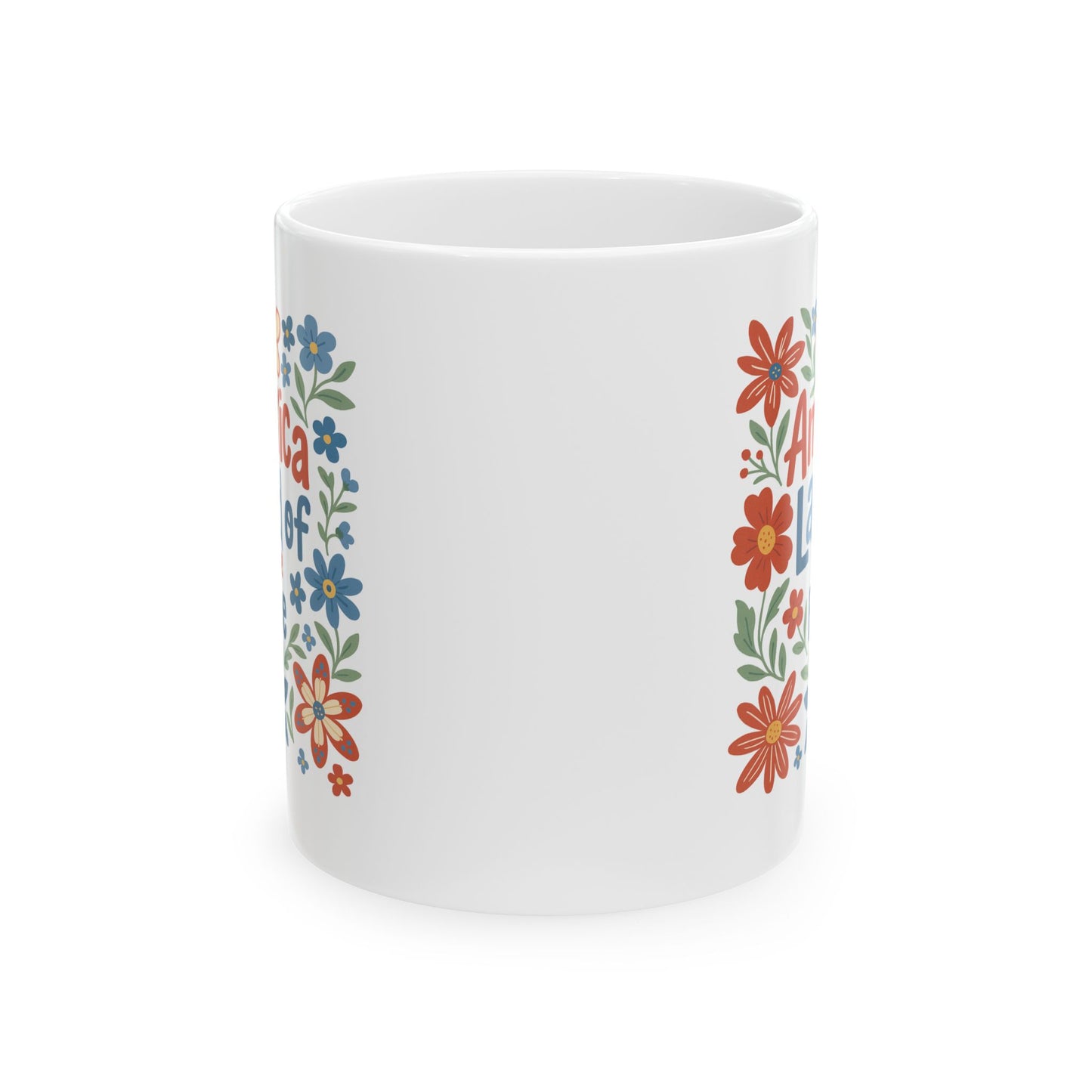 4th of July Mug - America Land of the Free Floral