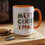 Christmas Mug - Merry Christmas Green Red & Gold Patterned Text