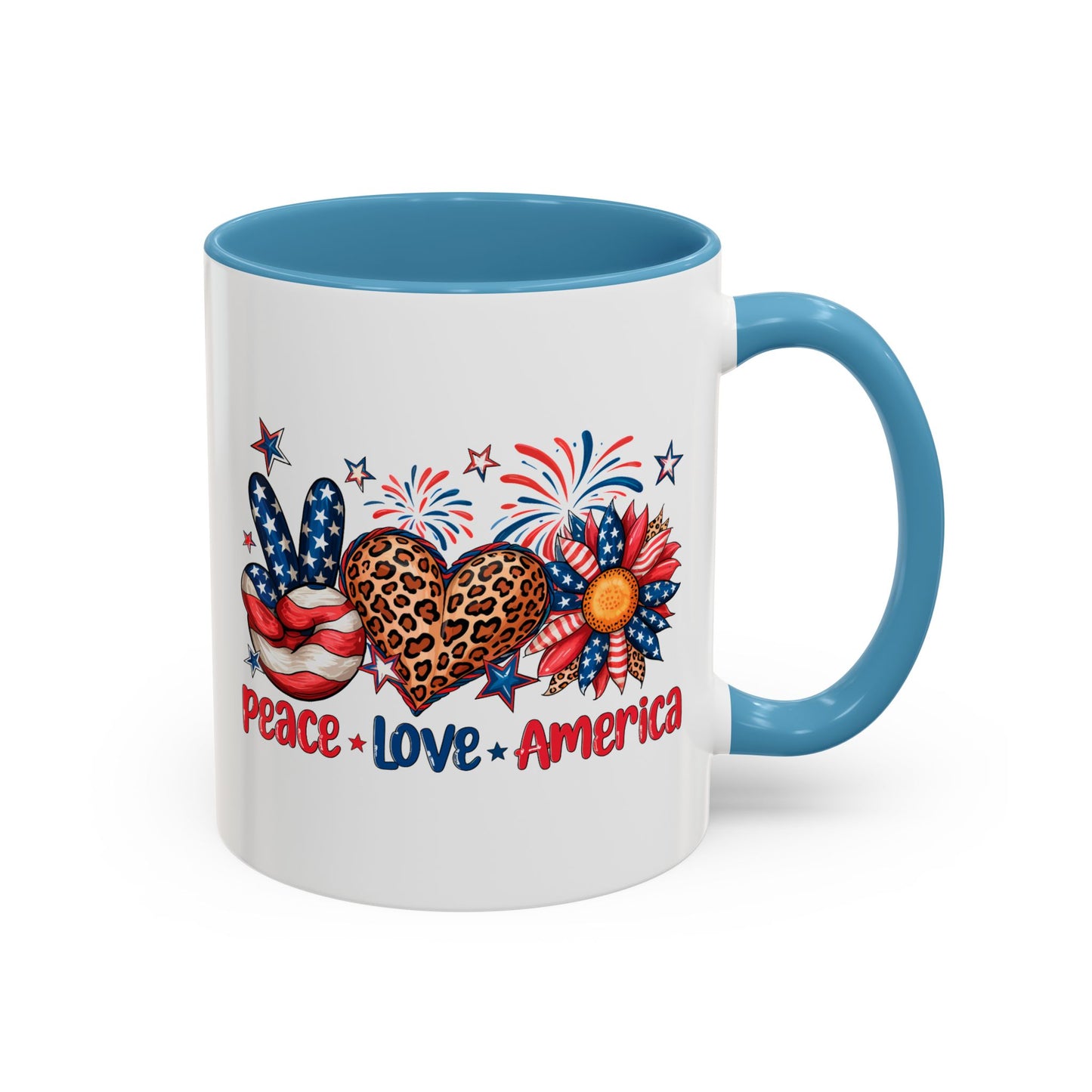 4th of July Mug - Peace Love America