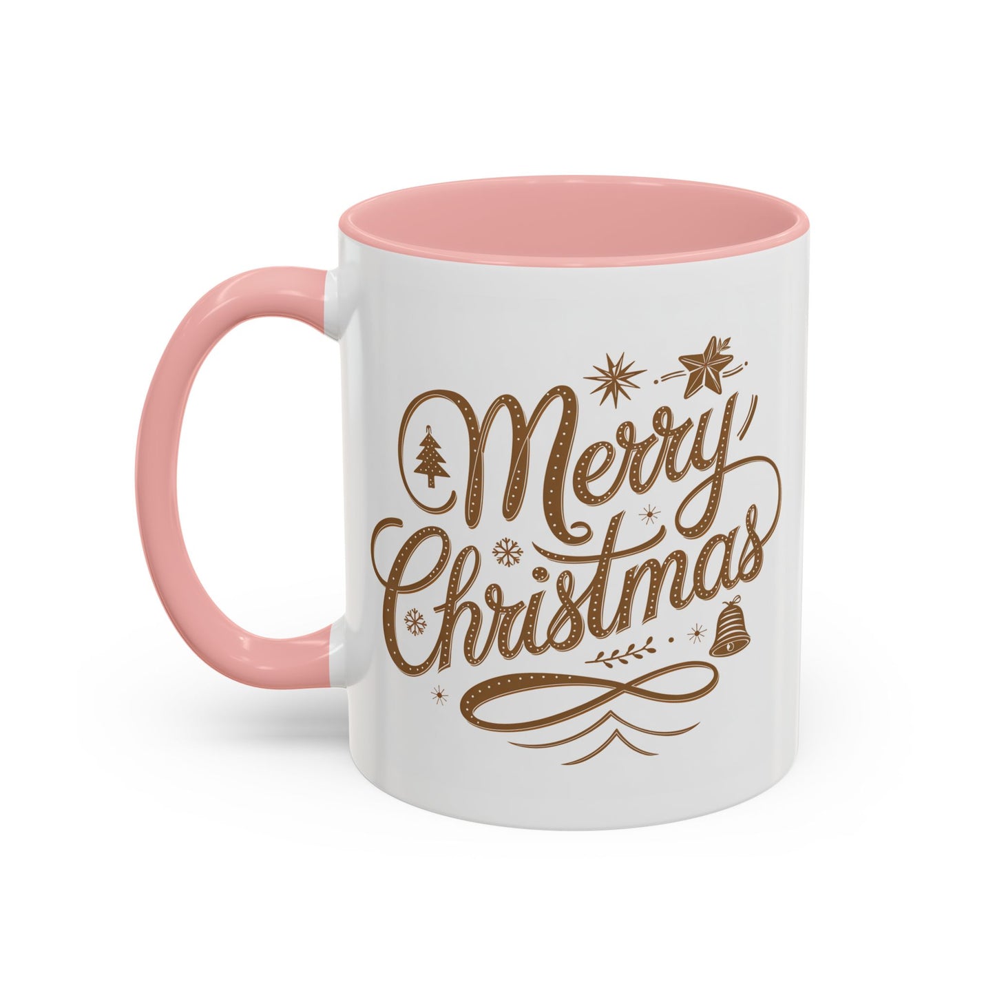 Christmas Mug - Merry Christmas Gold Text Tree Star Ornaments