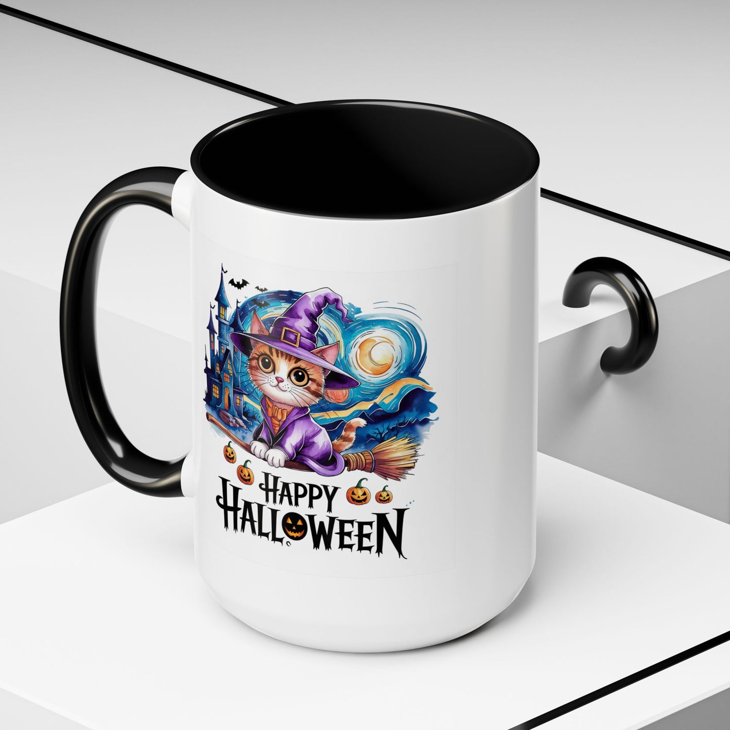 Halloween Mug - Happy Halloween Cat Witch