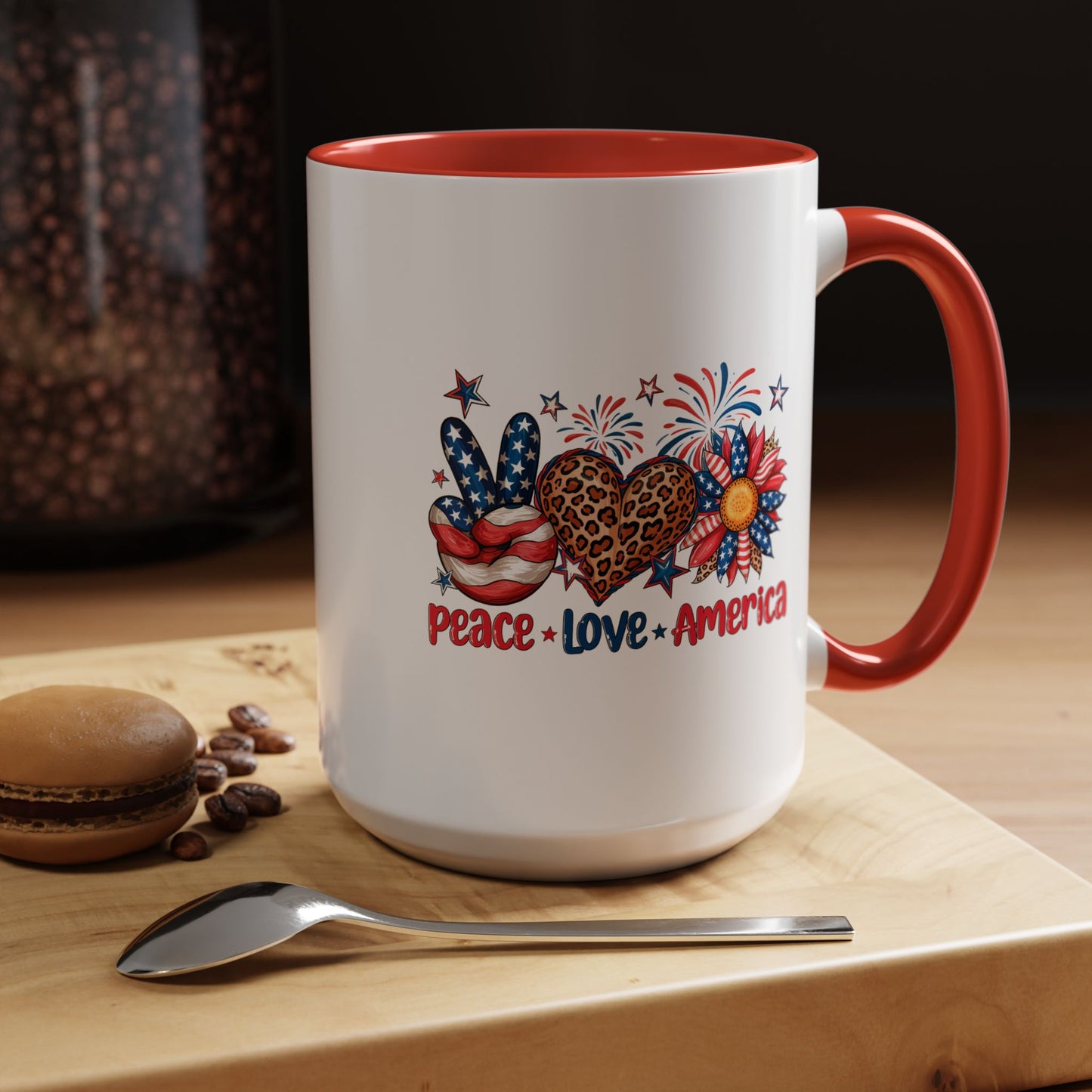 4th of July Mug - Peace Love America
