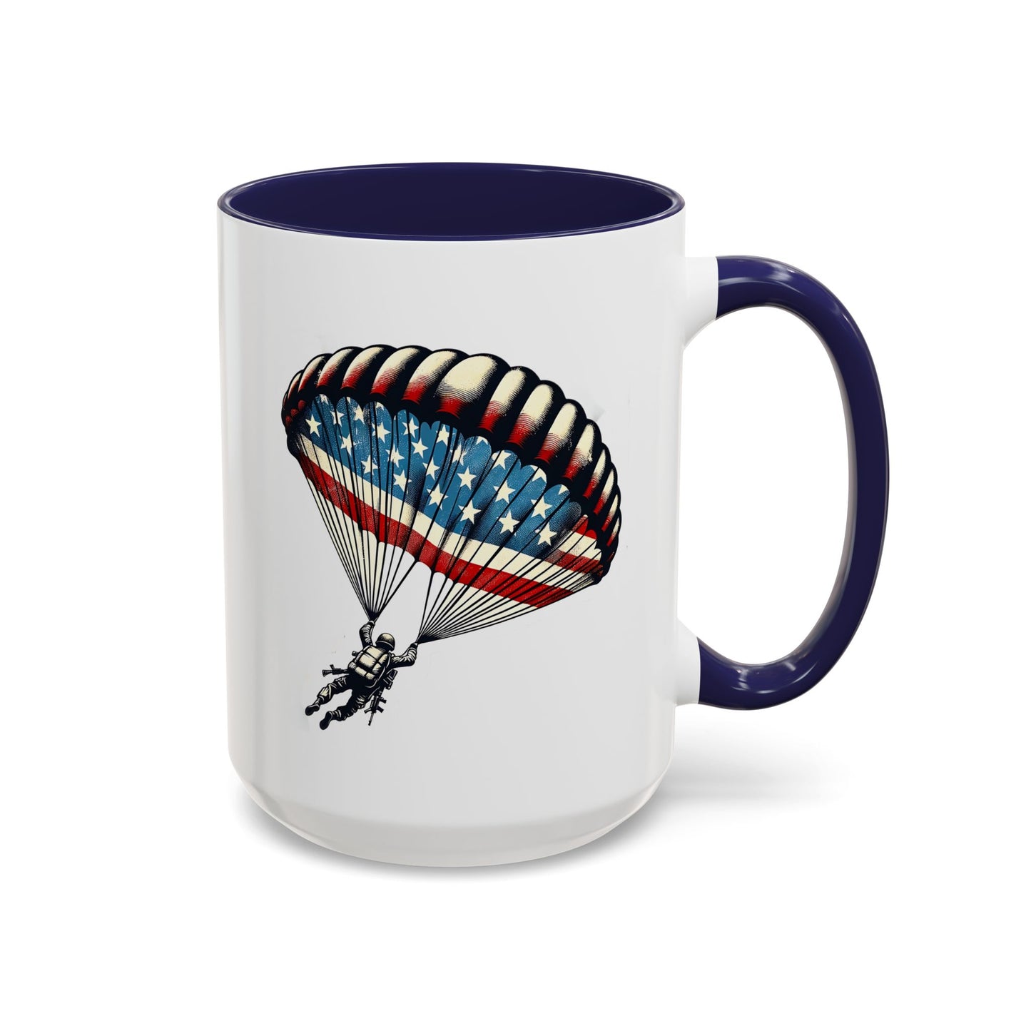4th of July Mug - Airborne Soldier Parachute Flag