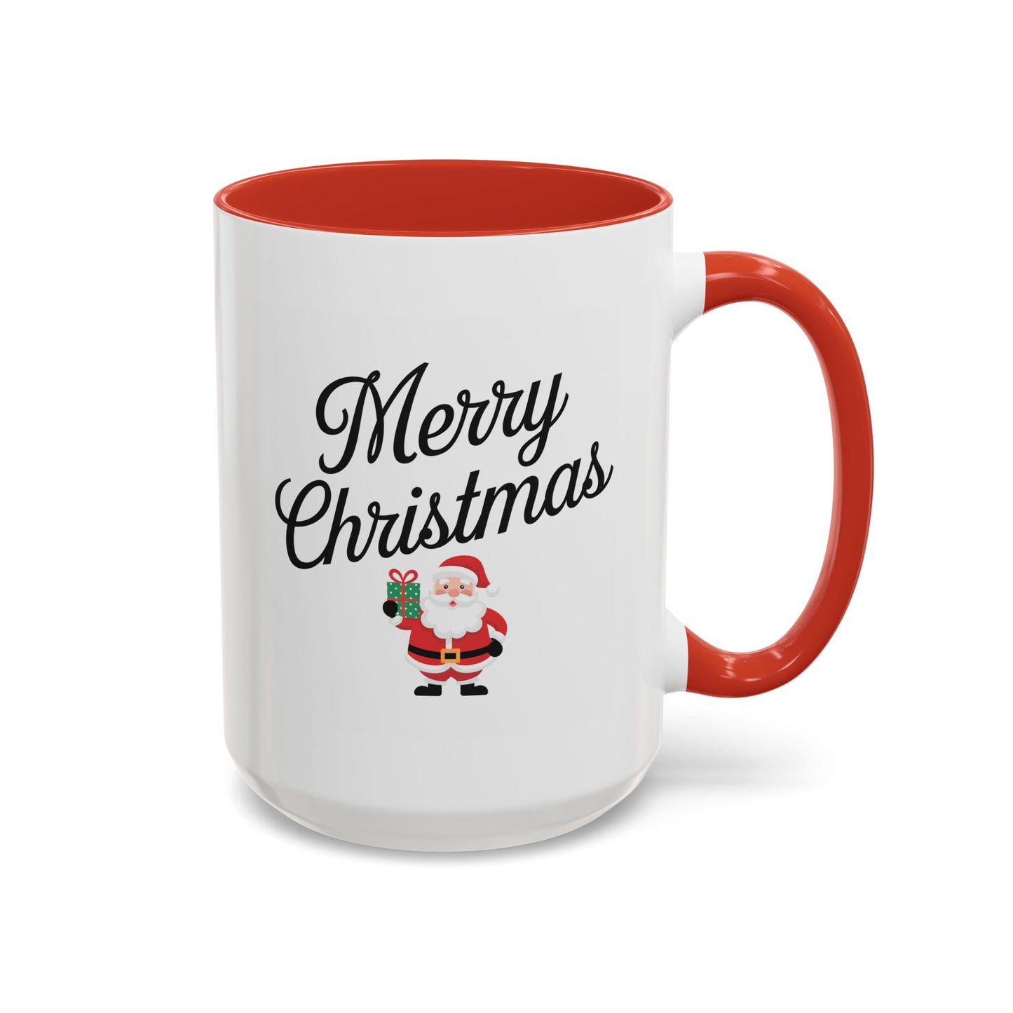 Christmas Mug - Merry Christmas Black Text Santa Present