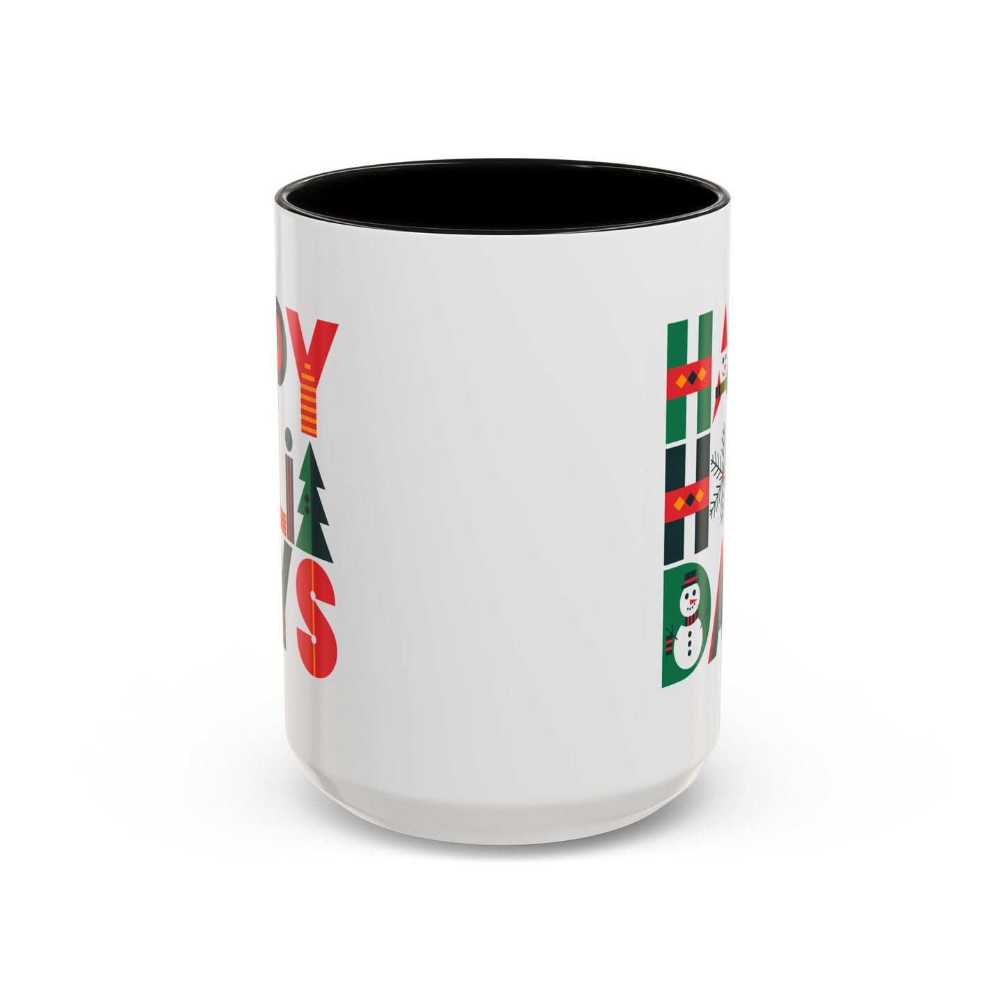 Christmas Mug - Happy Holidays Green Red & Blue Decorative Text