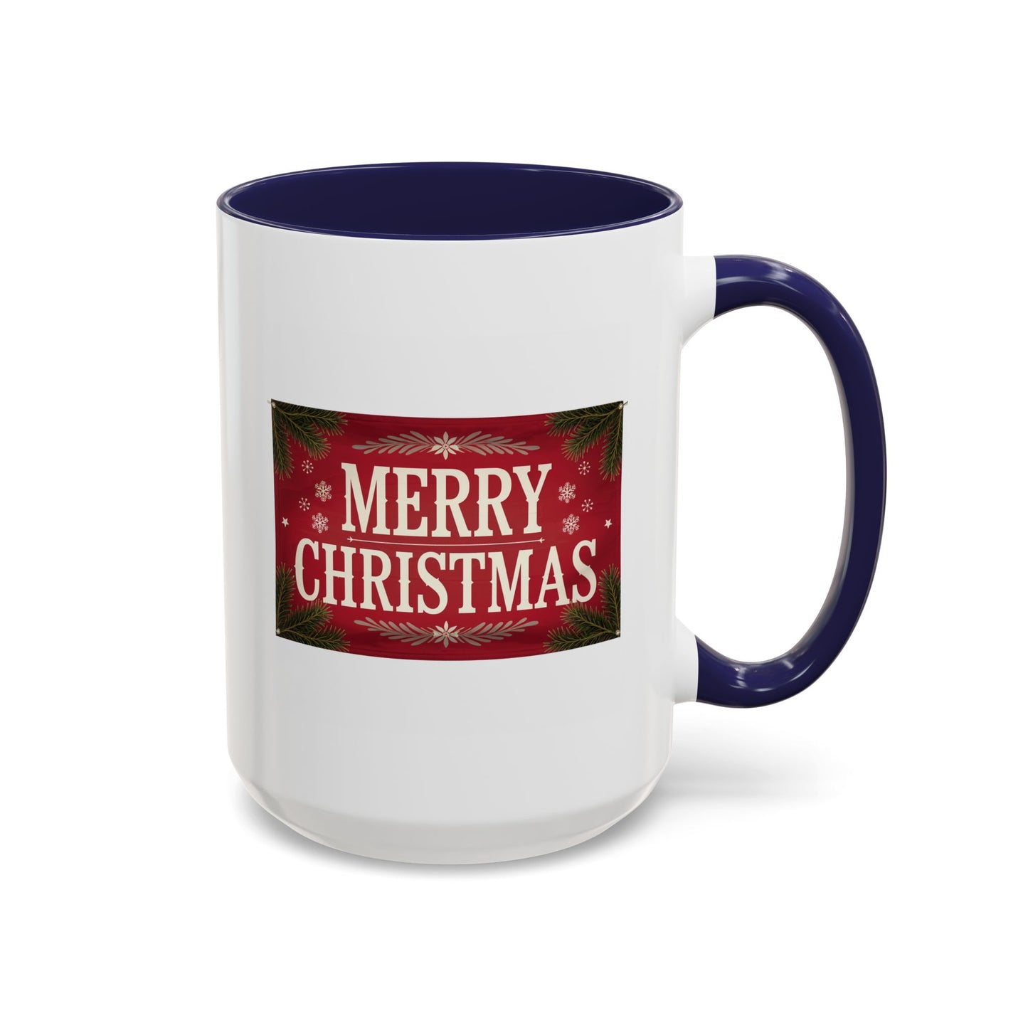 Christmas Mug - Merry Christmas Cream Text Maroon Background