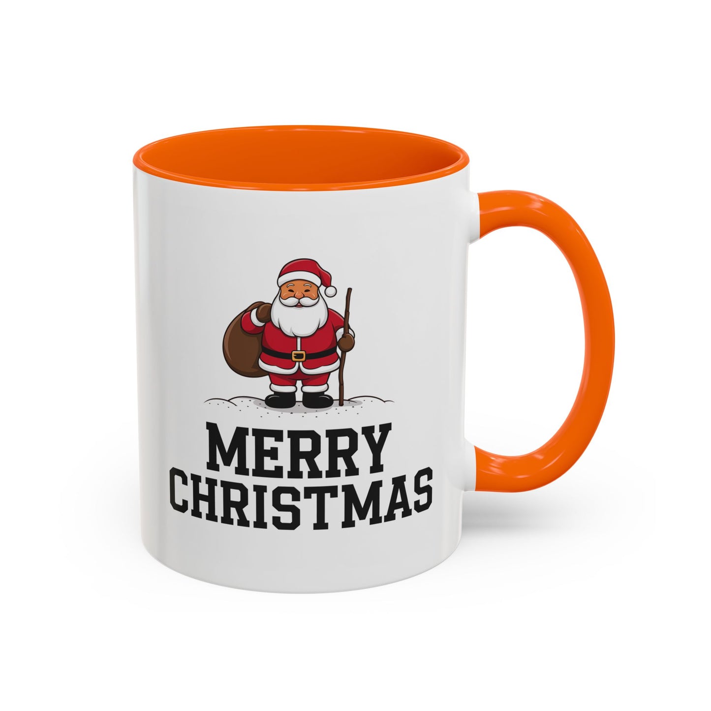 Christmas Mug - Merry Christmas Black Text Santa Walking