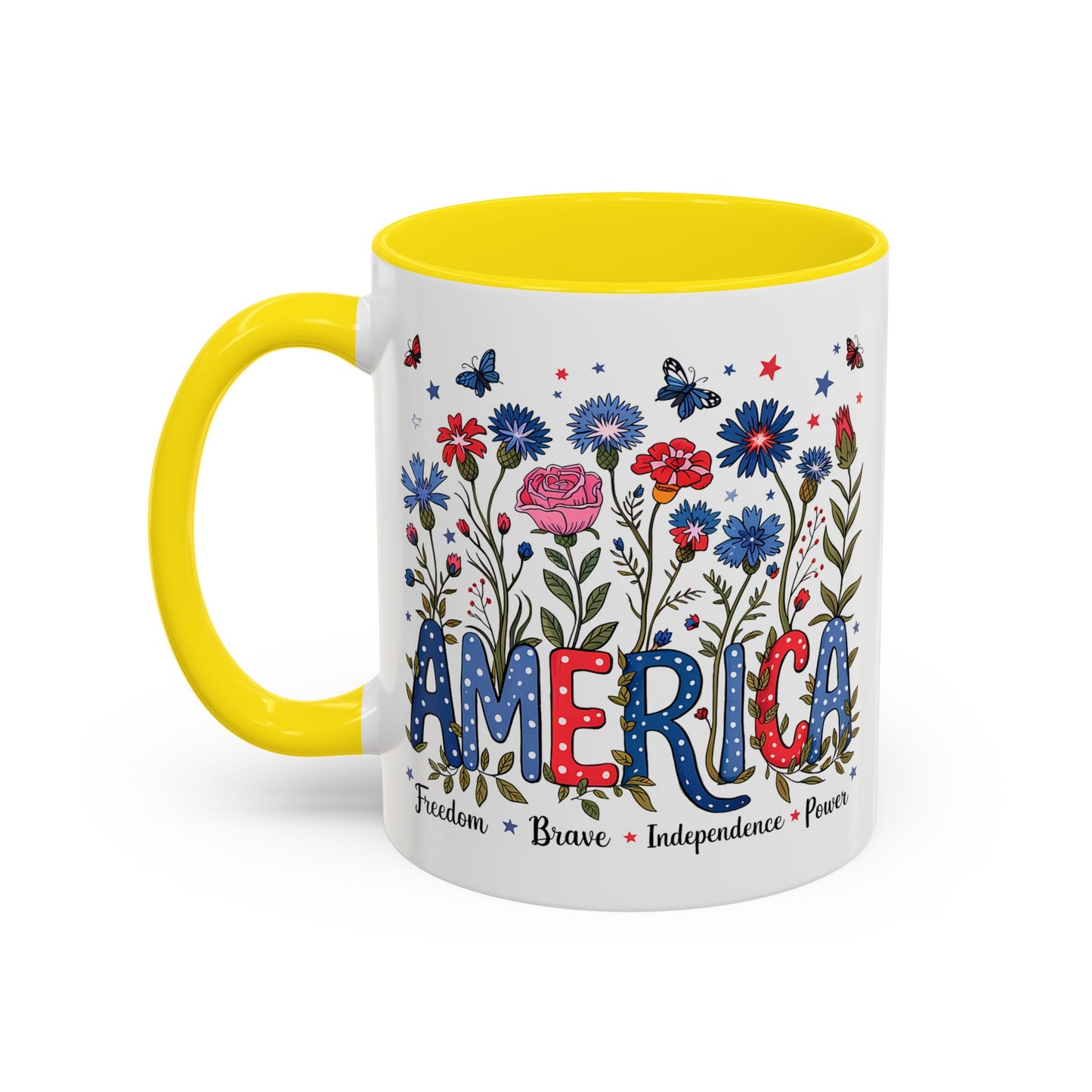 4th of July Mug - Floral America Patriotic