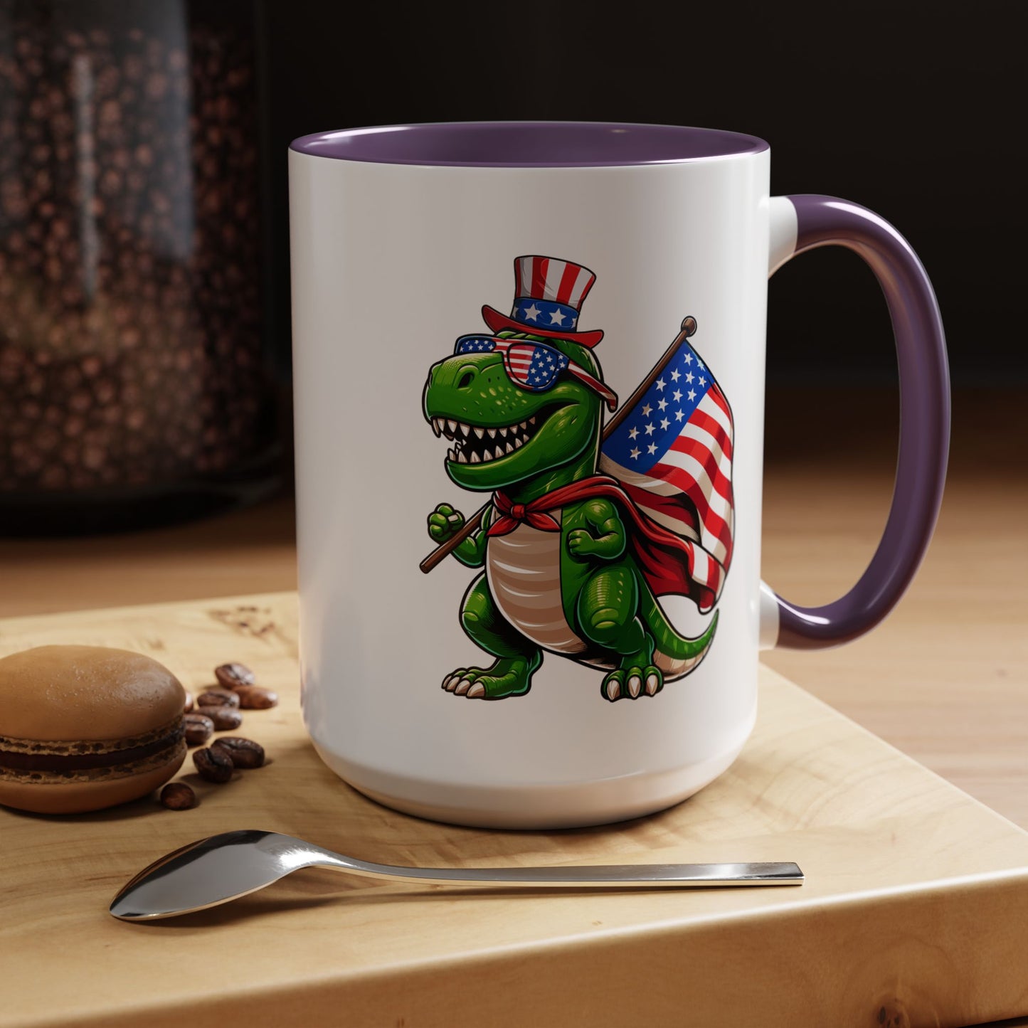 4th of July Mug - T Rex Dinosaur USA Flag
