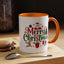 Christmas Mug - Merry Christmas Red & Green Text Santa Reindeer Tree Sleigh Ornaments