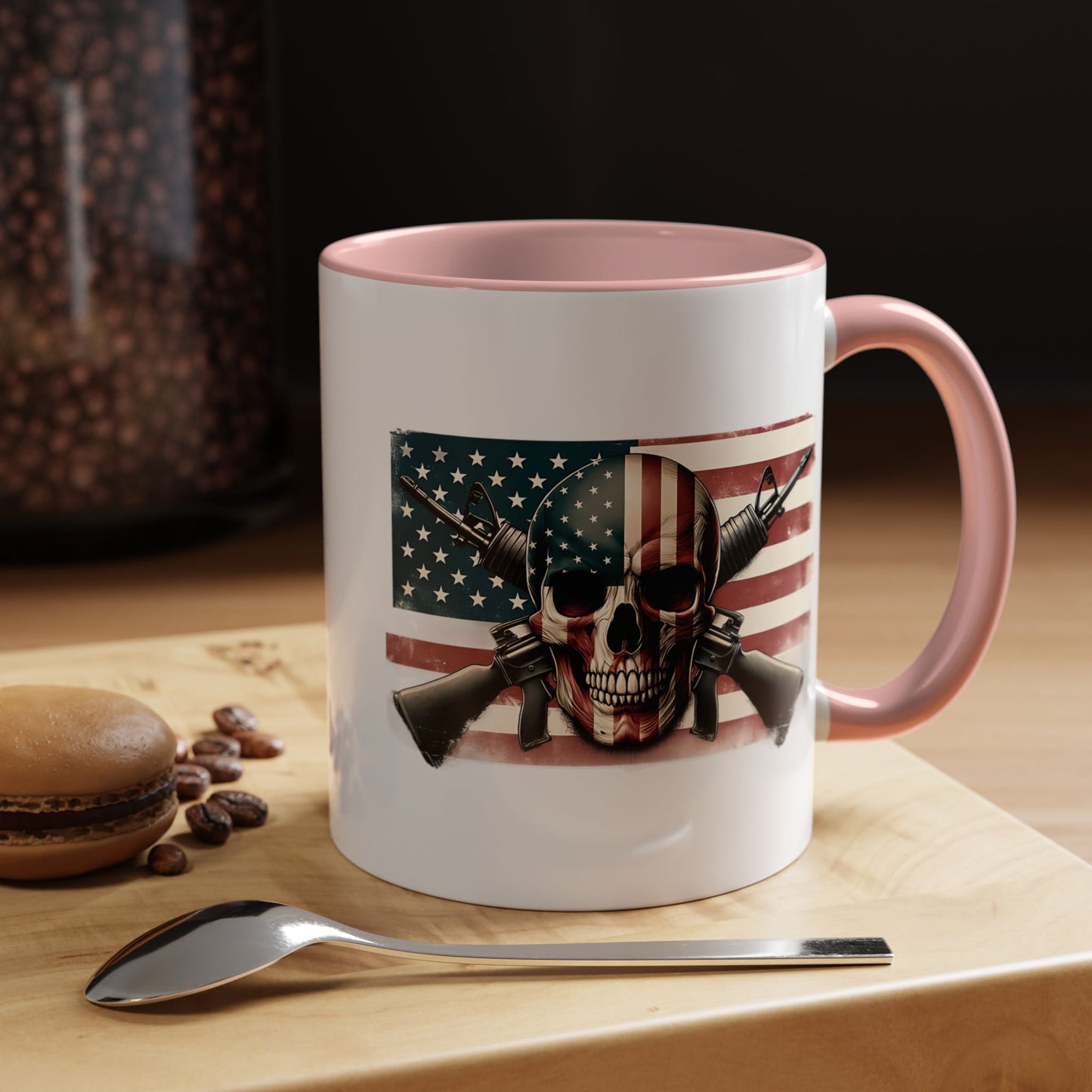 4th of July Mug - Skull Guns Flag