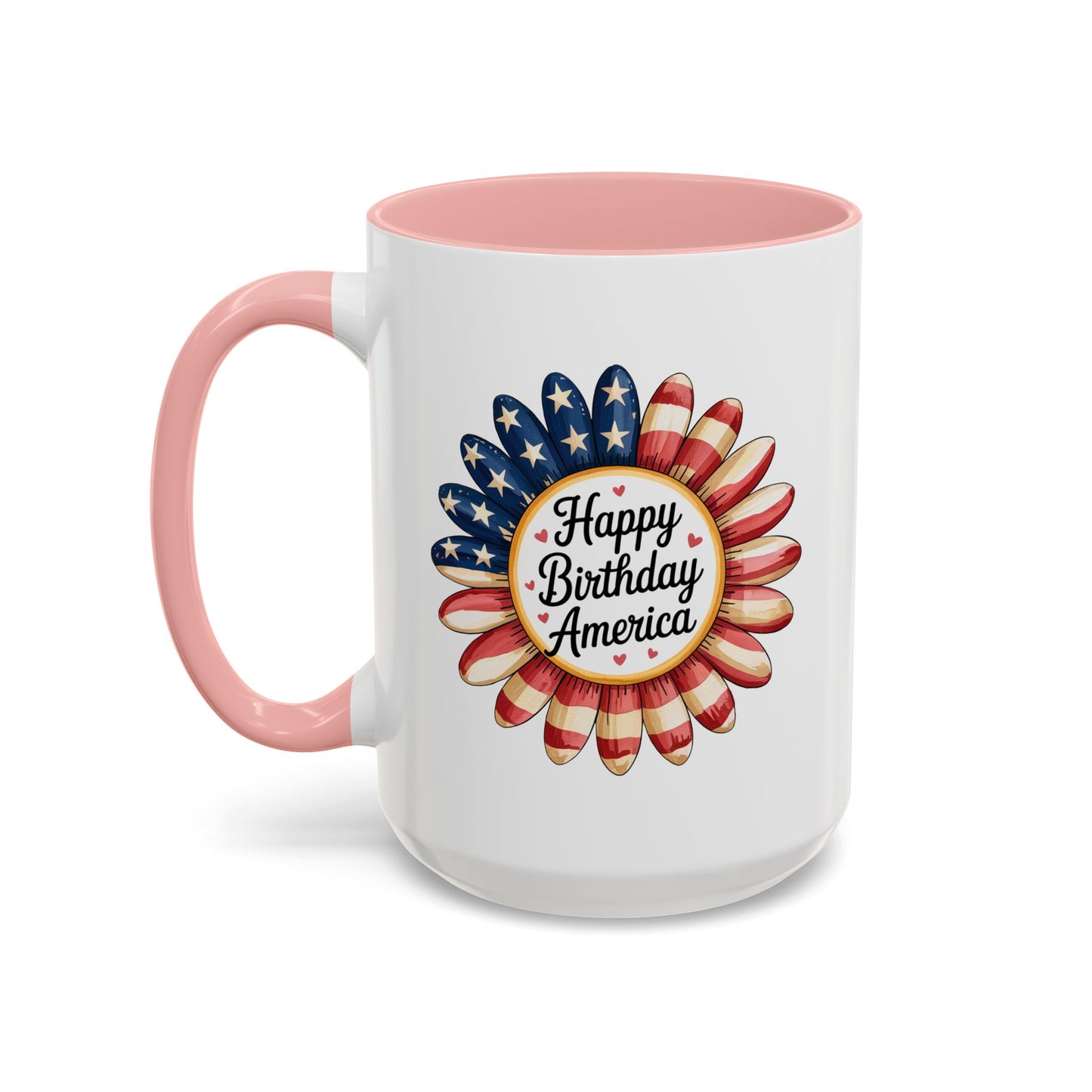 4th of July Mug - Happy Birthday America Sunflower