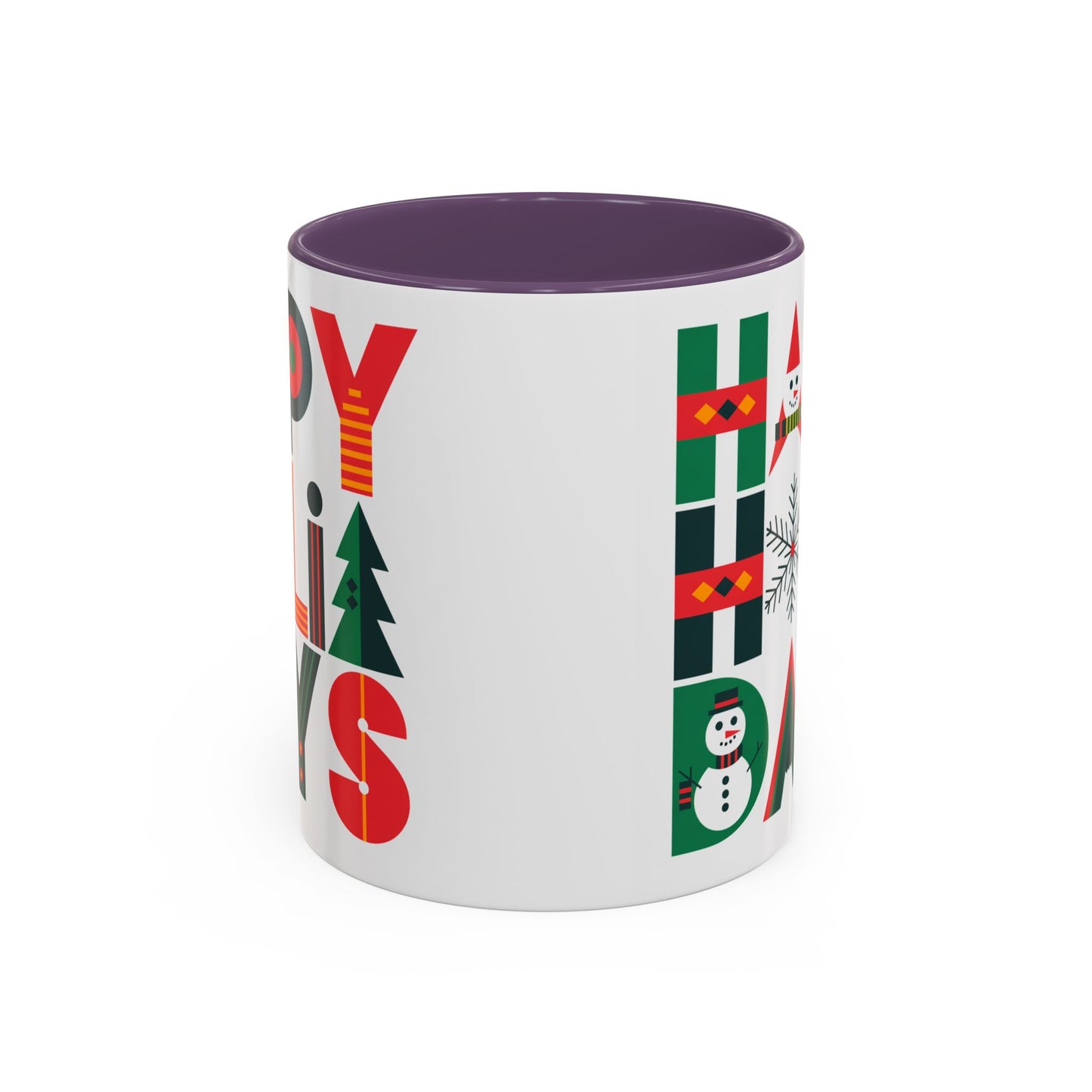 Christmas Mug - Happy Holidays Green Red & Blue Decorative Text