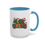 Christmas Mug - Merry Christmas Green Yellow & Red Text Hats