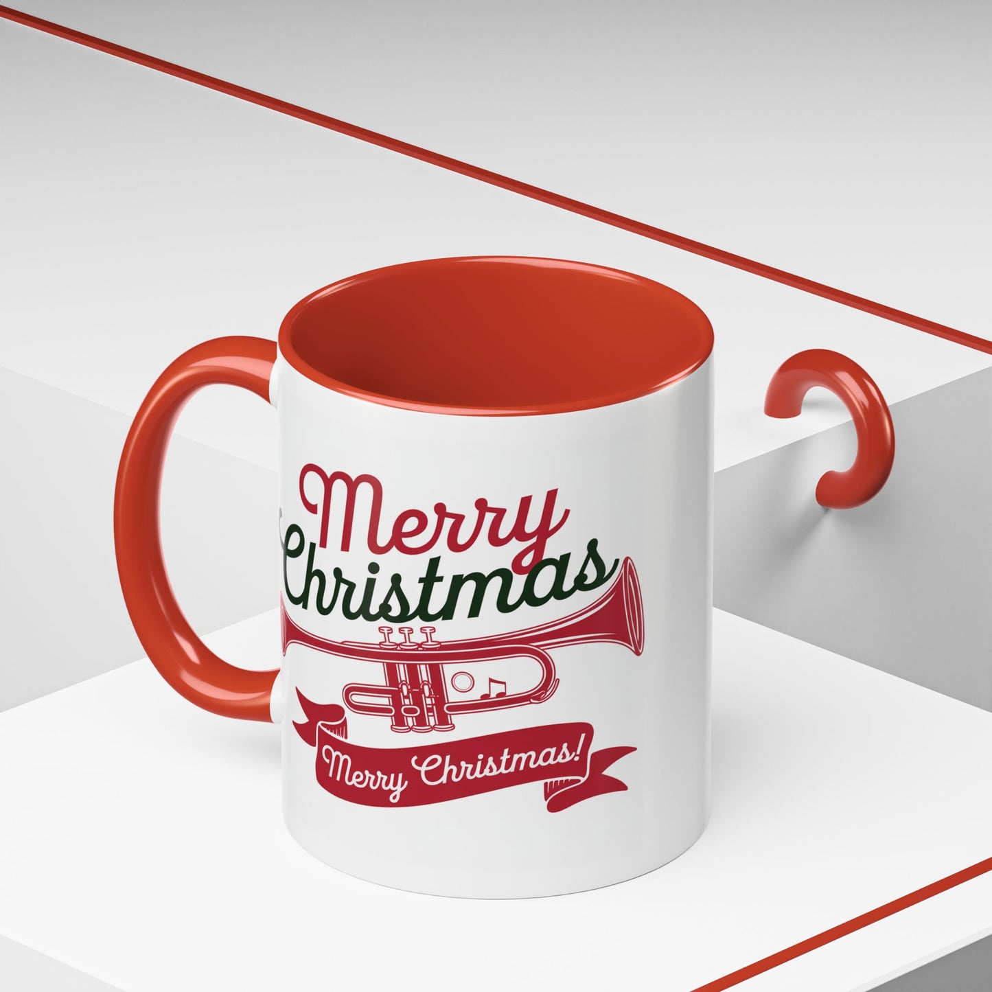 Christmas Mug - Red & Green Text Trumpet