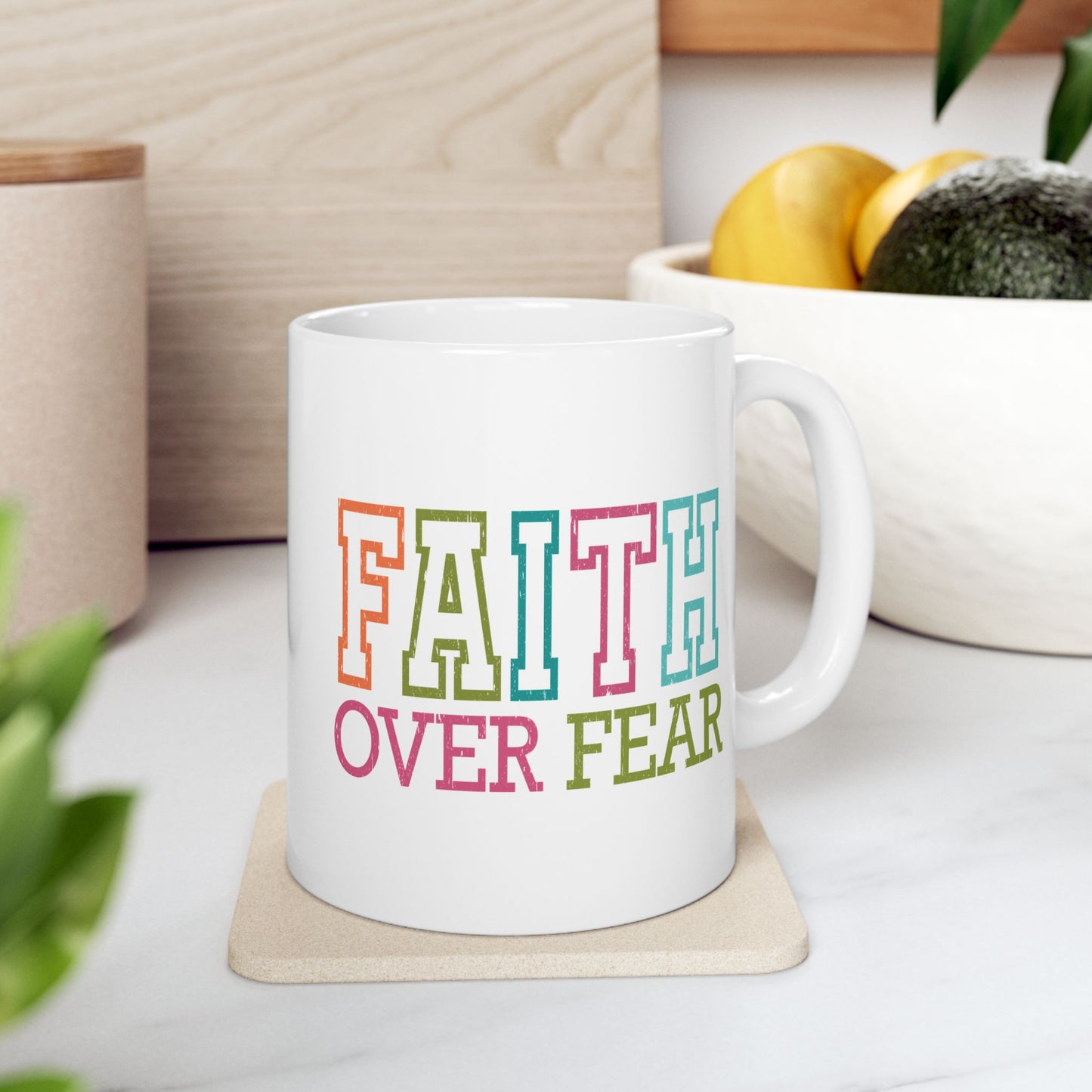 Religious Mug - Faith Over Fear Colorful