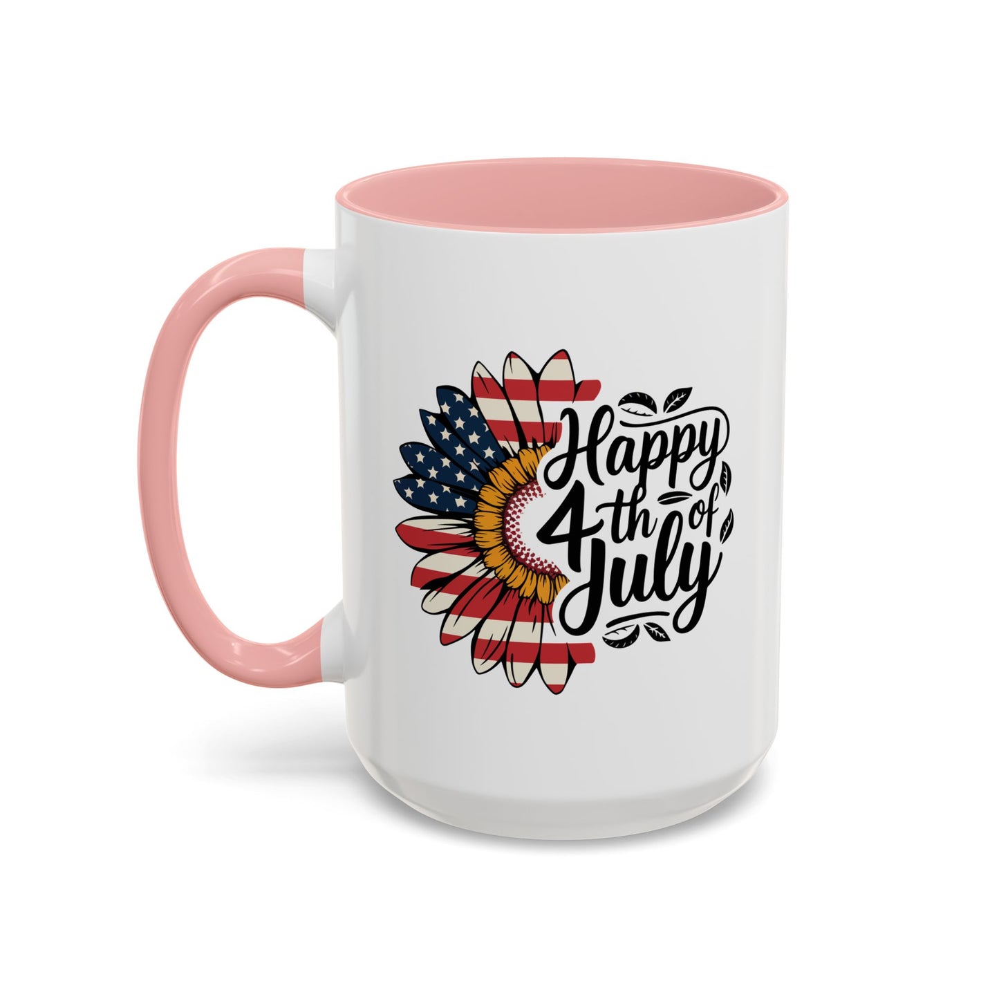 4th of July Mug - Happy 4th of July Sunflower USA Flag