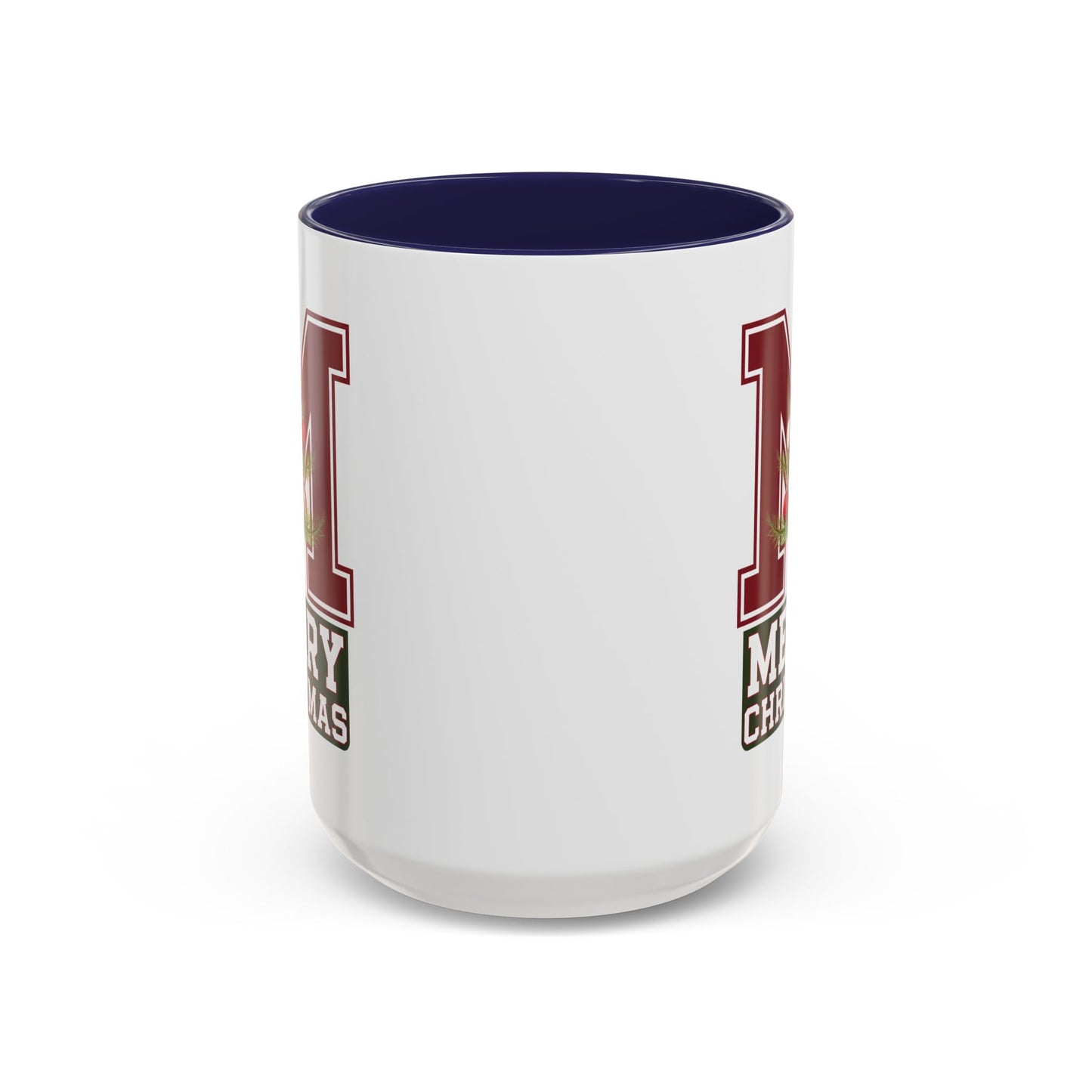 Christmas Mug - Merry Christmas White Green & Red College Text