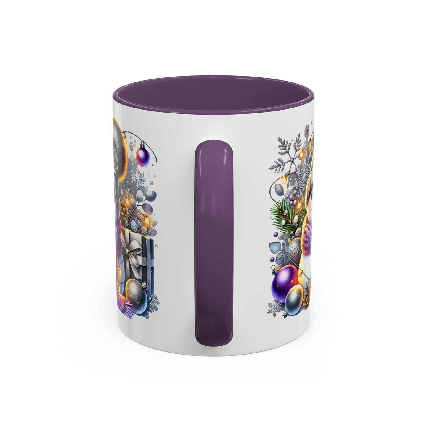Christmas Mug - Purple and Silver Snowman