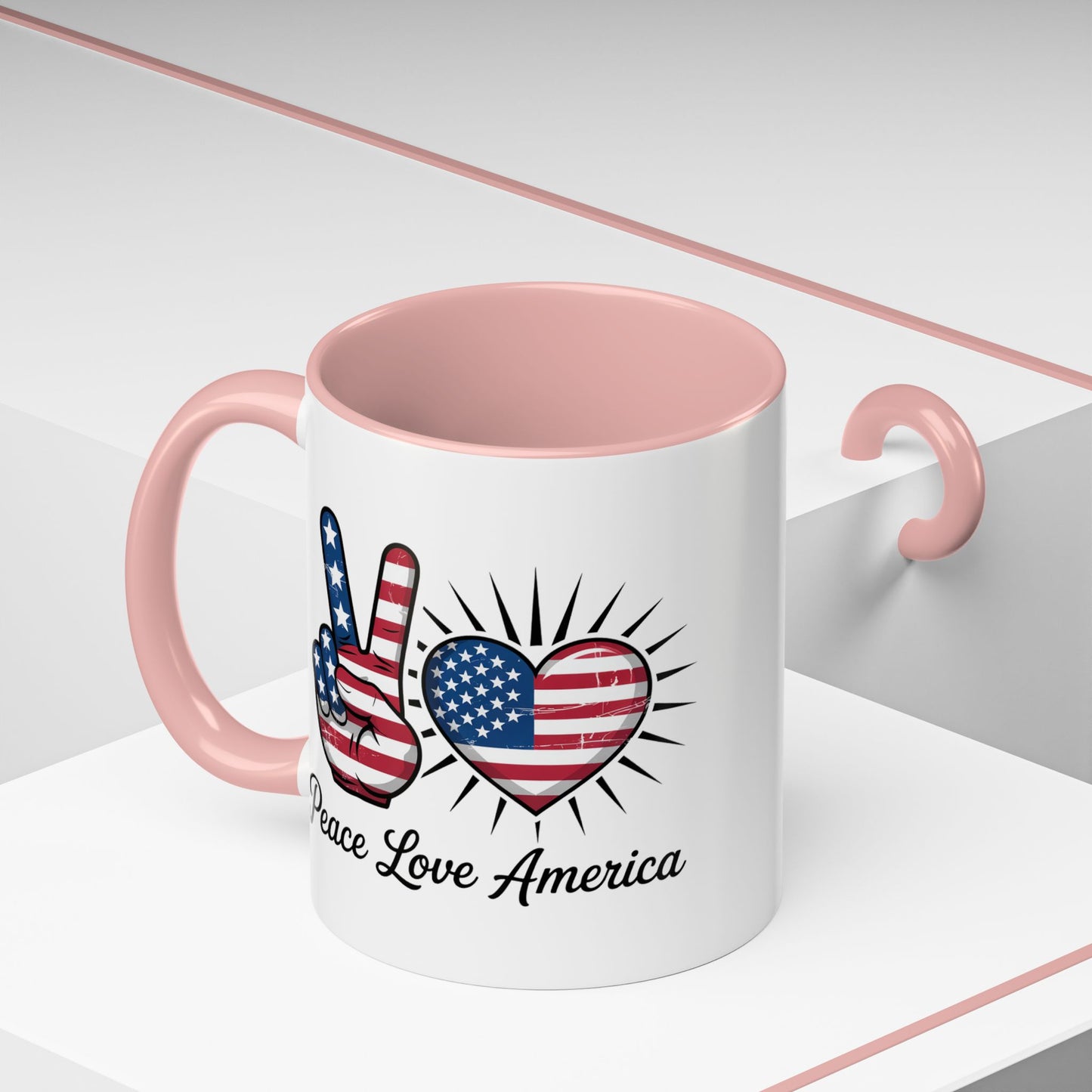 4th of July Mug - Peace Love America