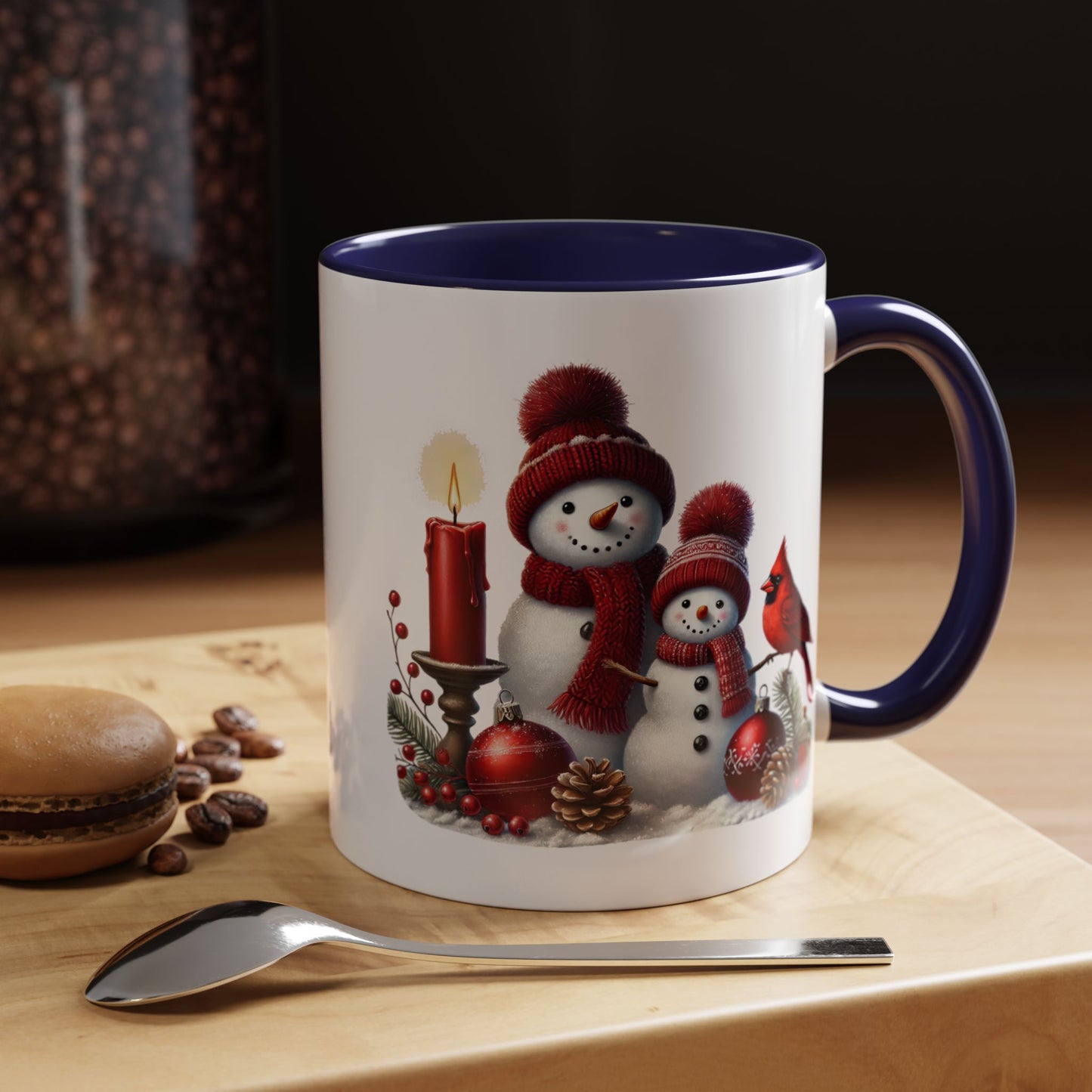 Christmas Mug - Burgundy Snowman Family