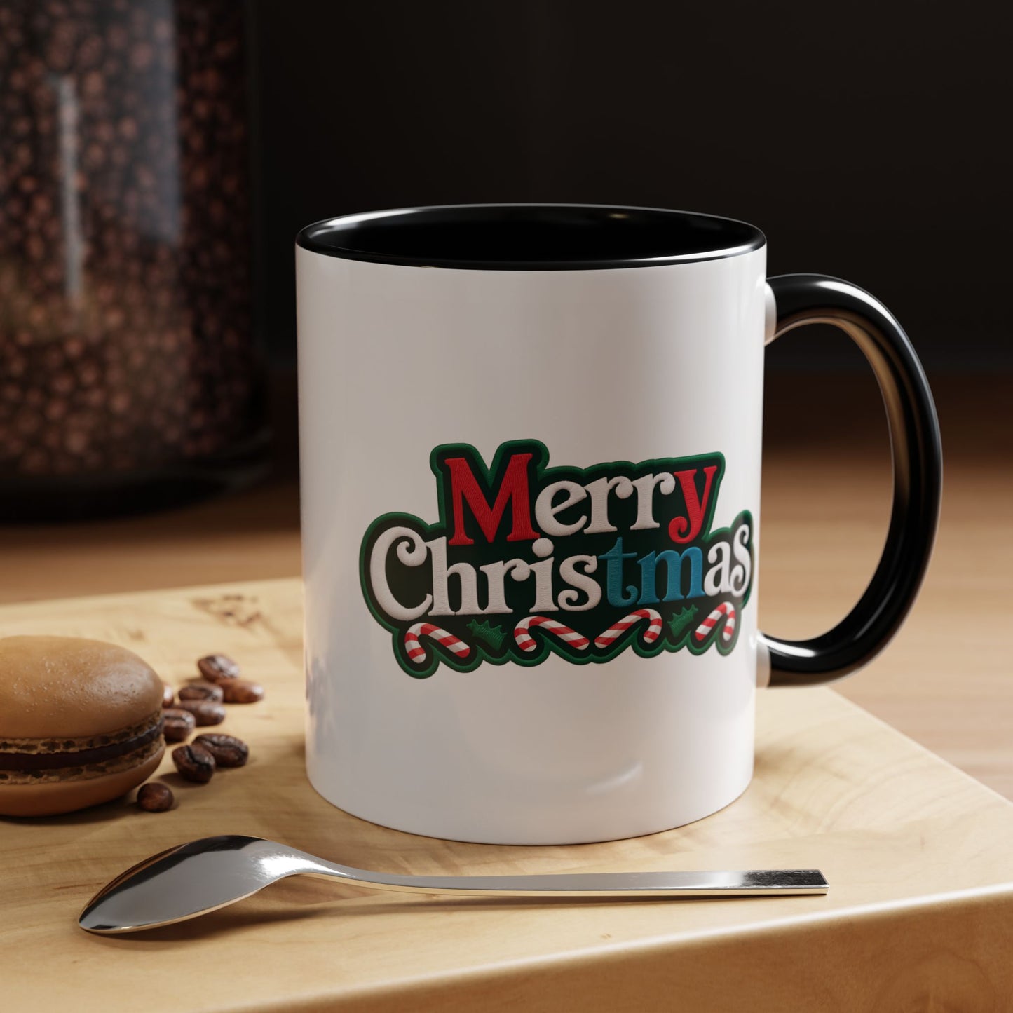 Christmas Mug - Merry Christmas White Red & Blue Text