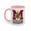 Christmas Mug - Merry Christmas White Green & Red College Text