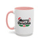 Christmas Mug - Merry Christmas Black Text Hat Cane Misletoe