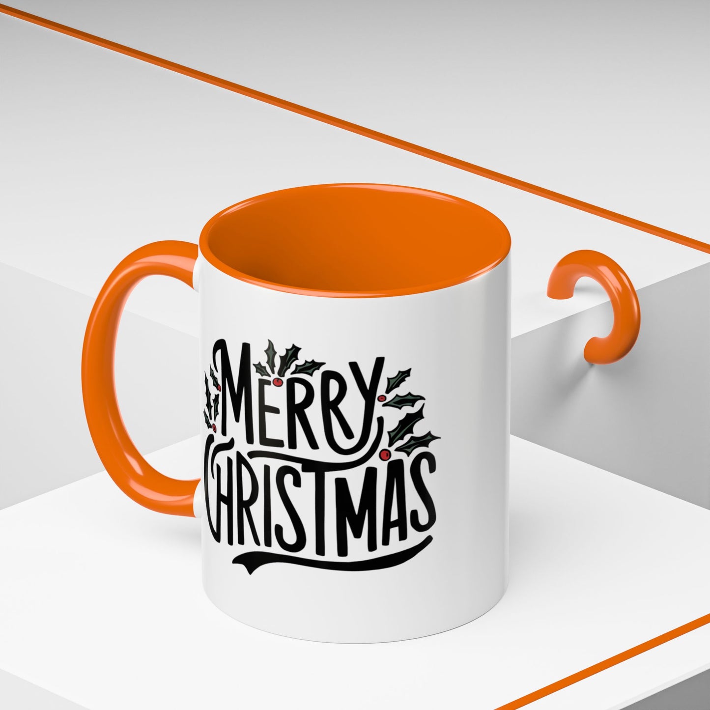 Christmas Mug - Merry Christmas Black Text Mistletoe