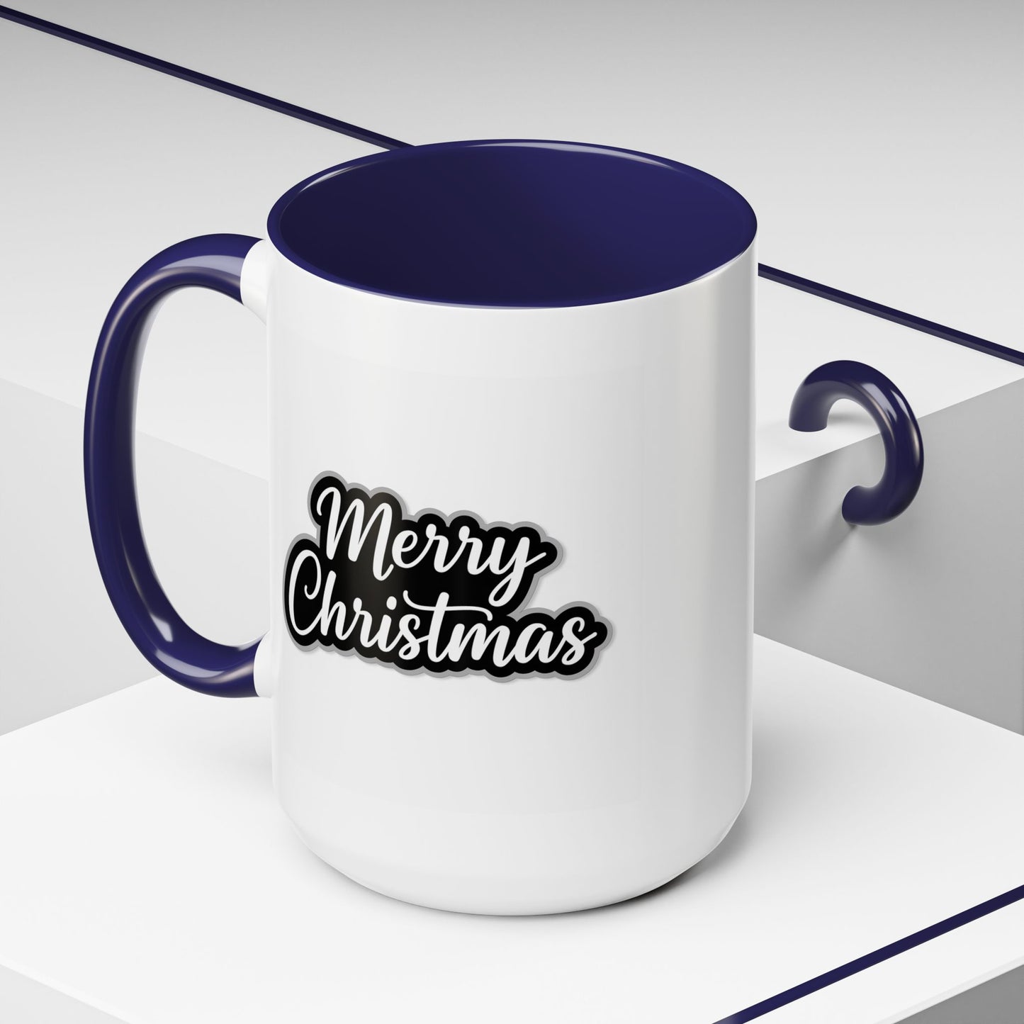 Christmas Mug - Merry Christmas White Black & Grey Text