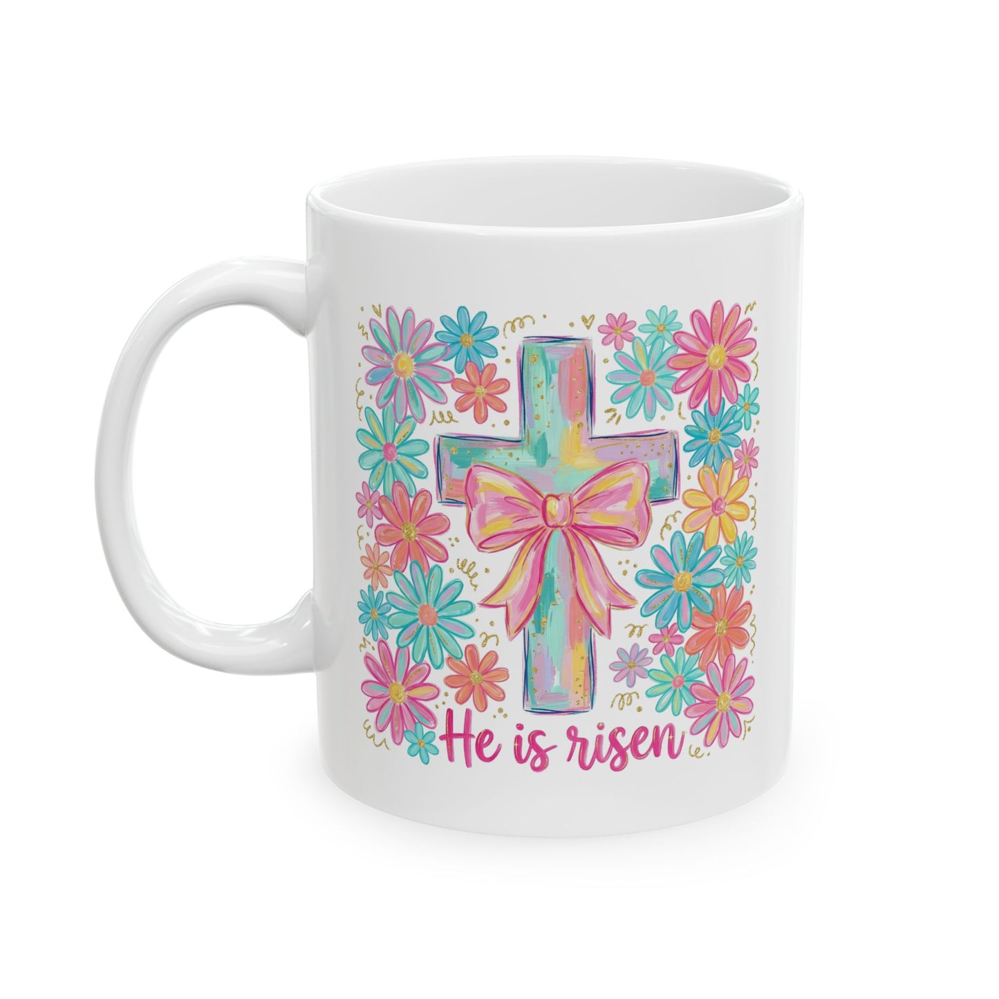 Easter Mug - He Is Risen Cross Bow