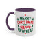 Christmas Mug - Merry Christmas and a Happy New Year Green & Red Text Trees Stars