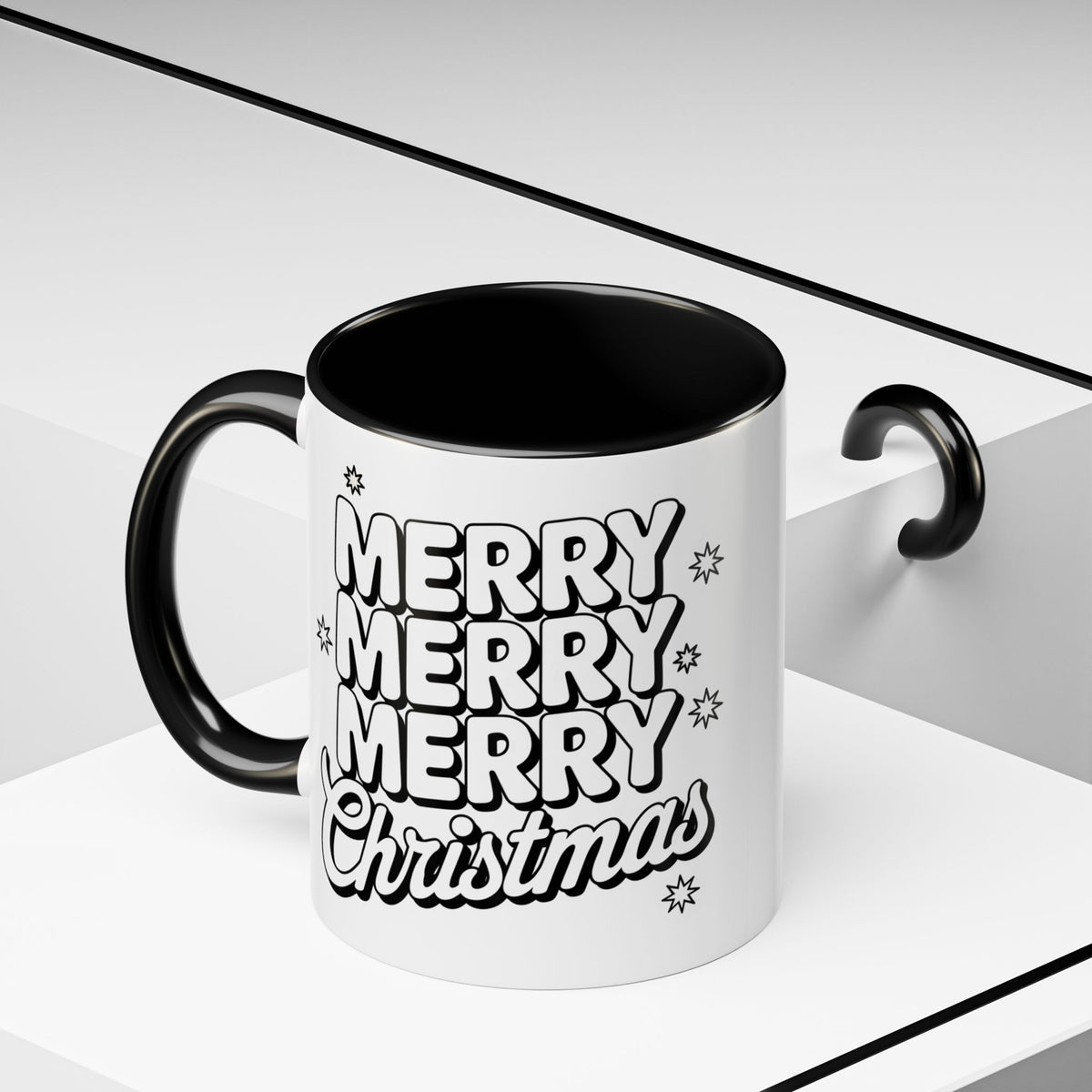 Christmas - Merry Christmas Black & White Embossed Text