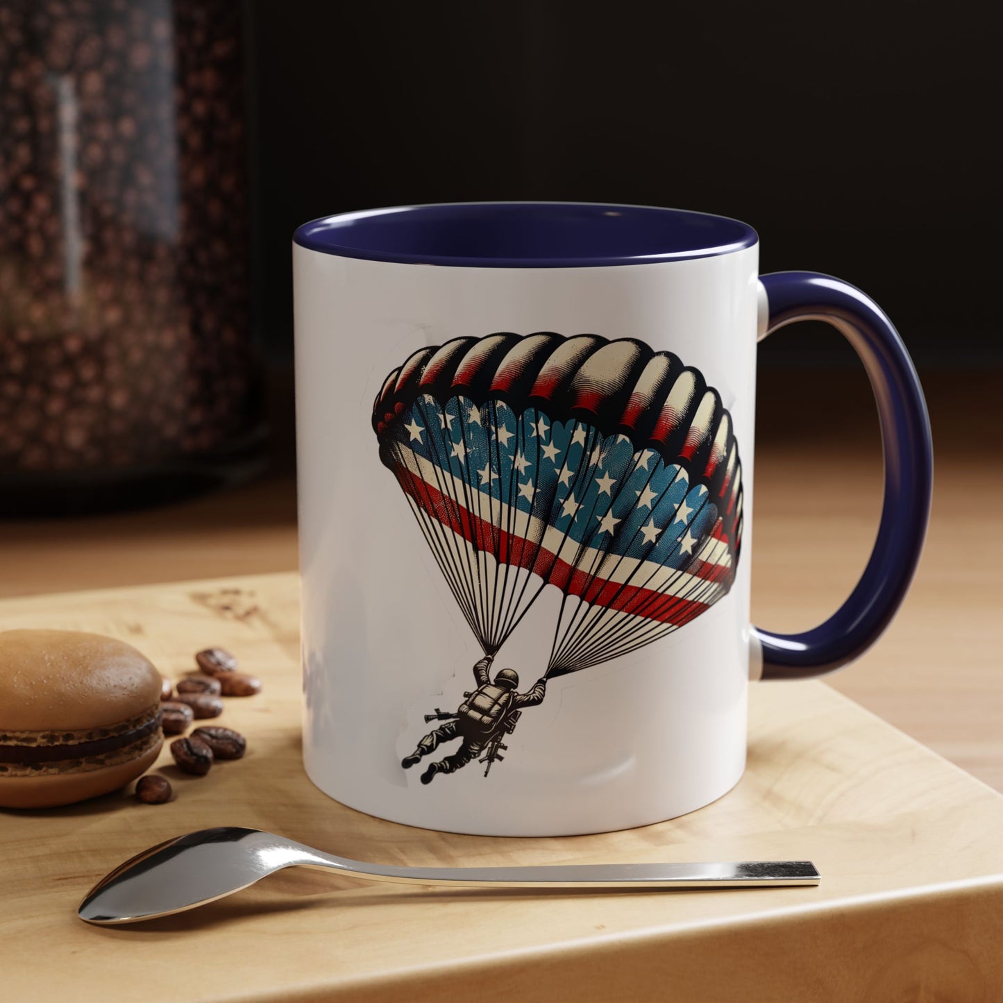 4th of July Mug - Airborne Soldier Parachute Flag