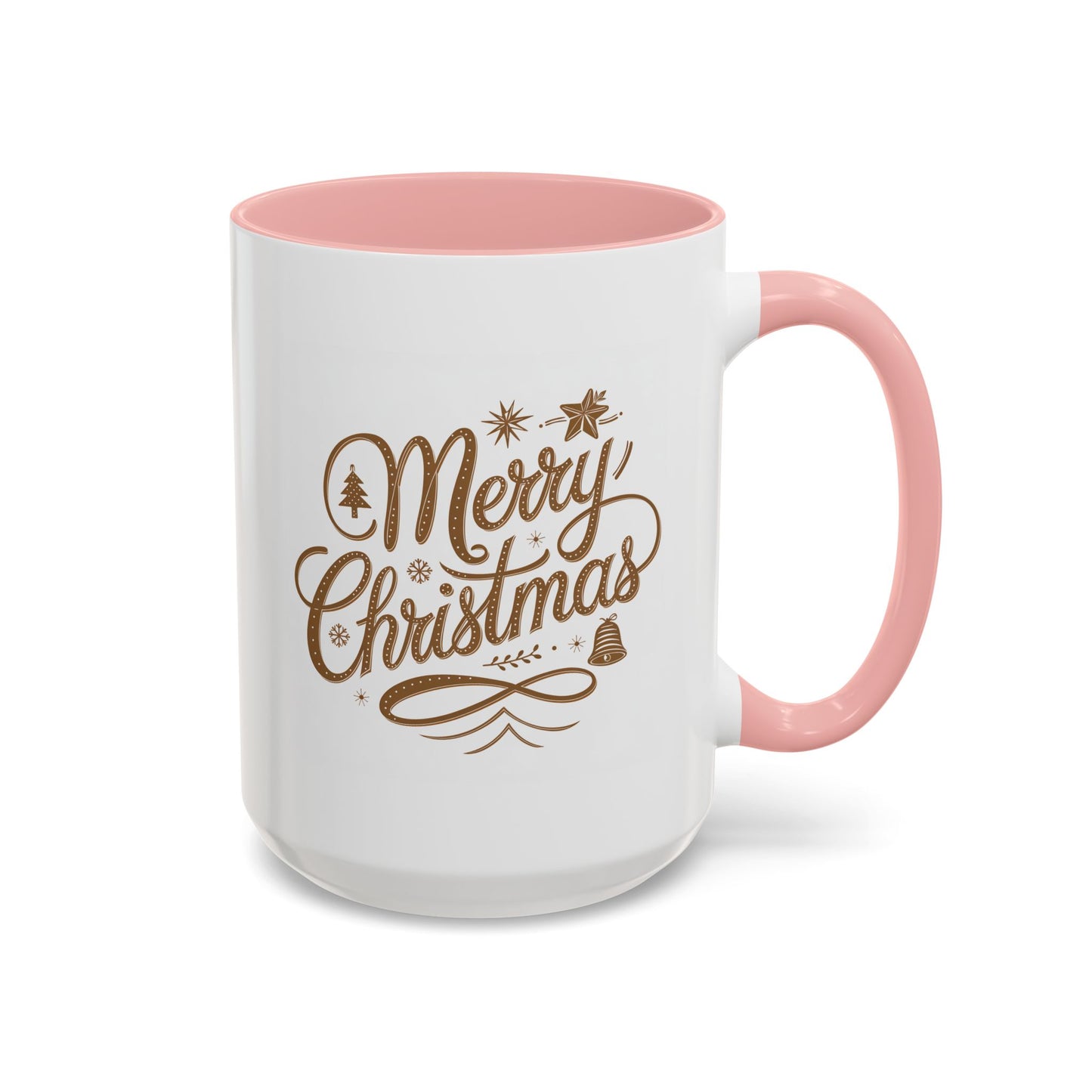 Christmas Mug - Merry Christmas Gold Text Tree Star Ornaments