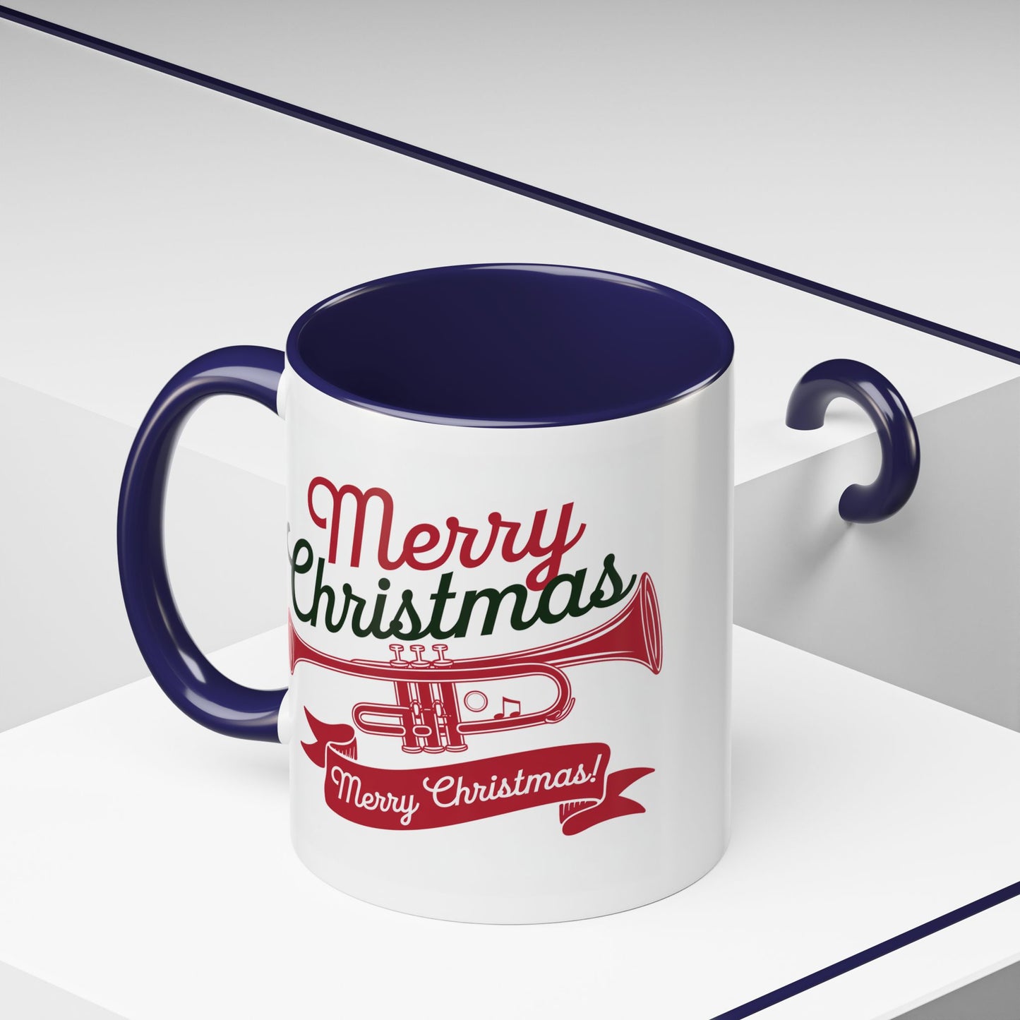 Christmas Mug - Red & Green Text Trumpet