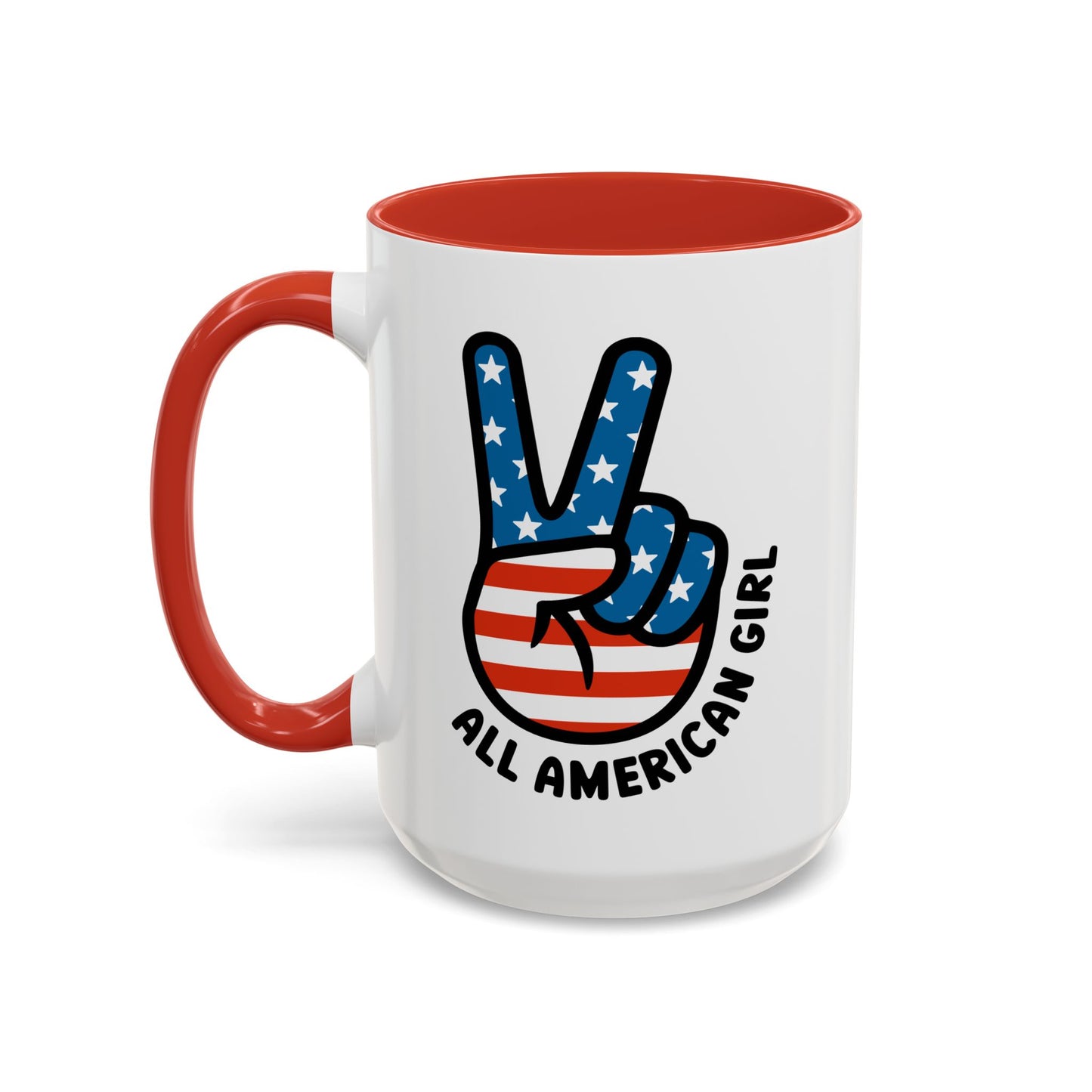 4th of July Mug - All American Girl Peace Sign