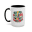 Christmas Mug - Happy Holidays and Merry Christmas Blue Green Yellow Red Text