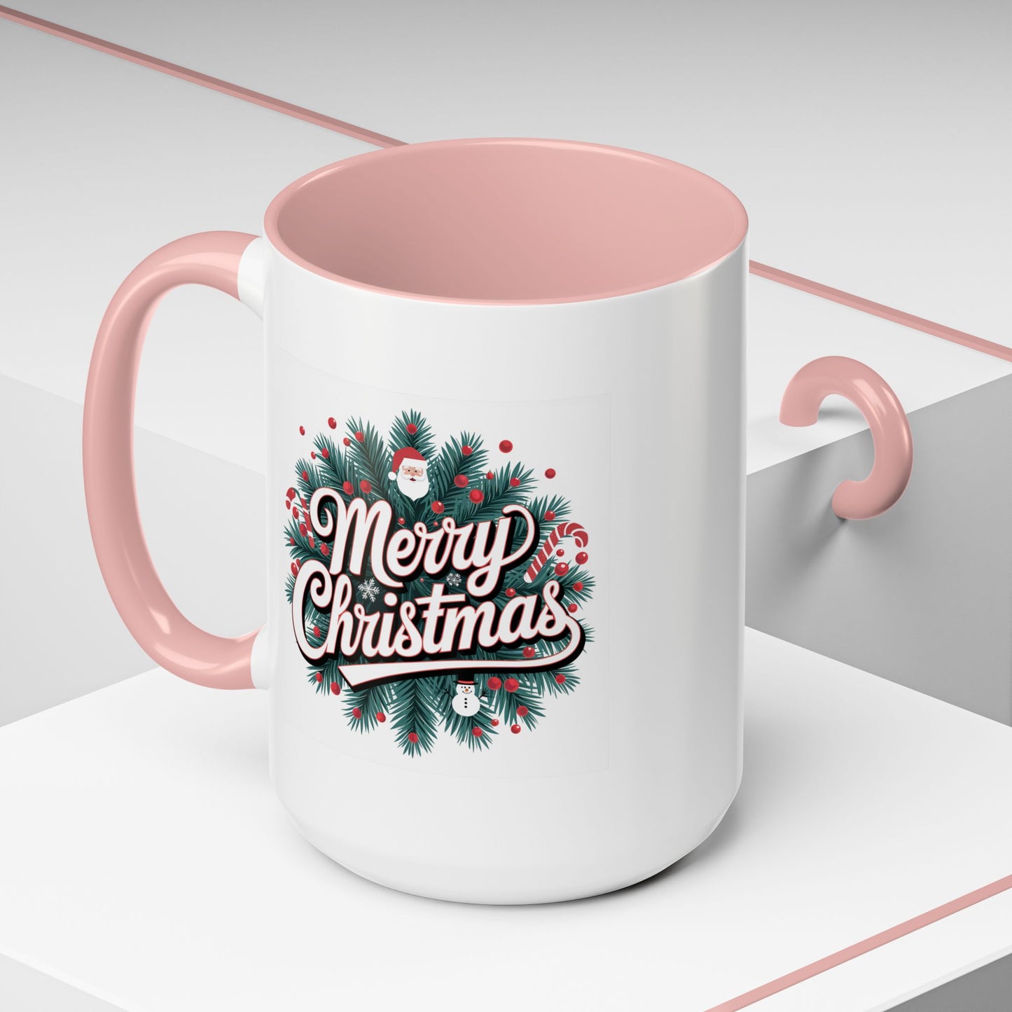 Christmas Mug - Merry Christmas White & Red Embossed Text
