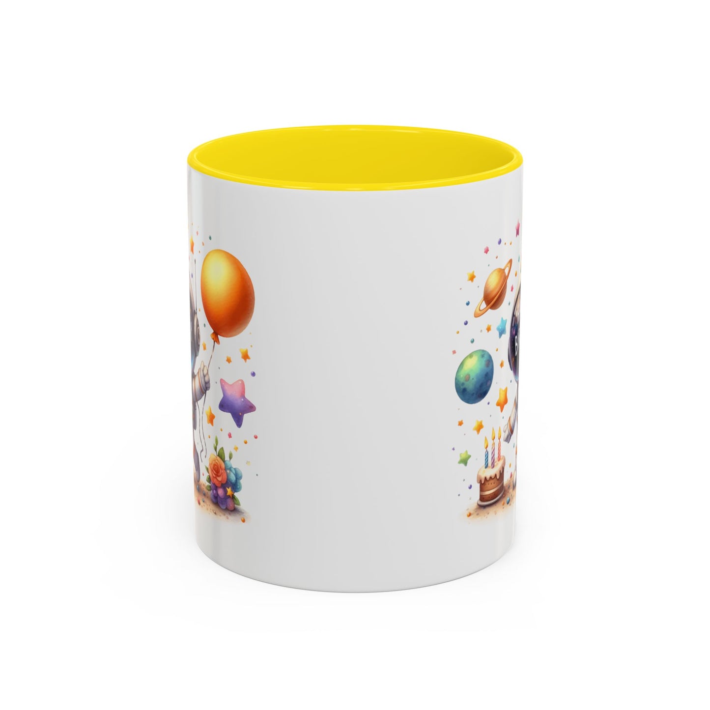 Birthday Mug - Happy Birthday Astronaut, Cake & Balloon