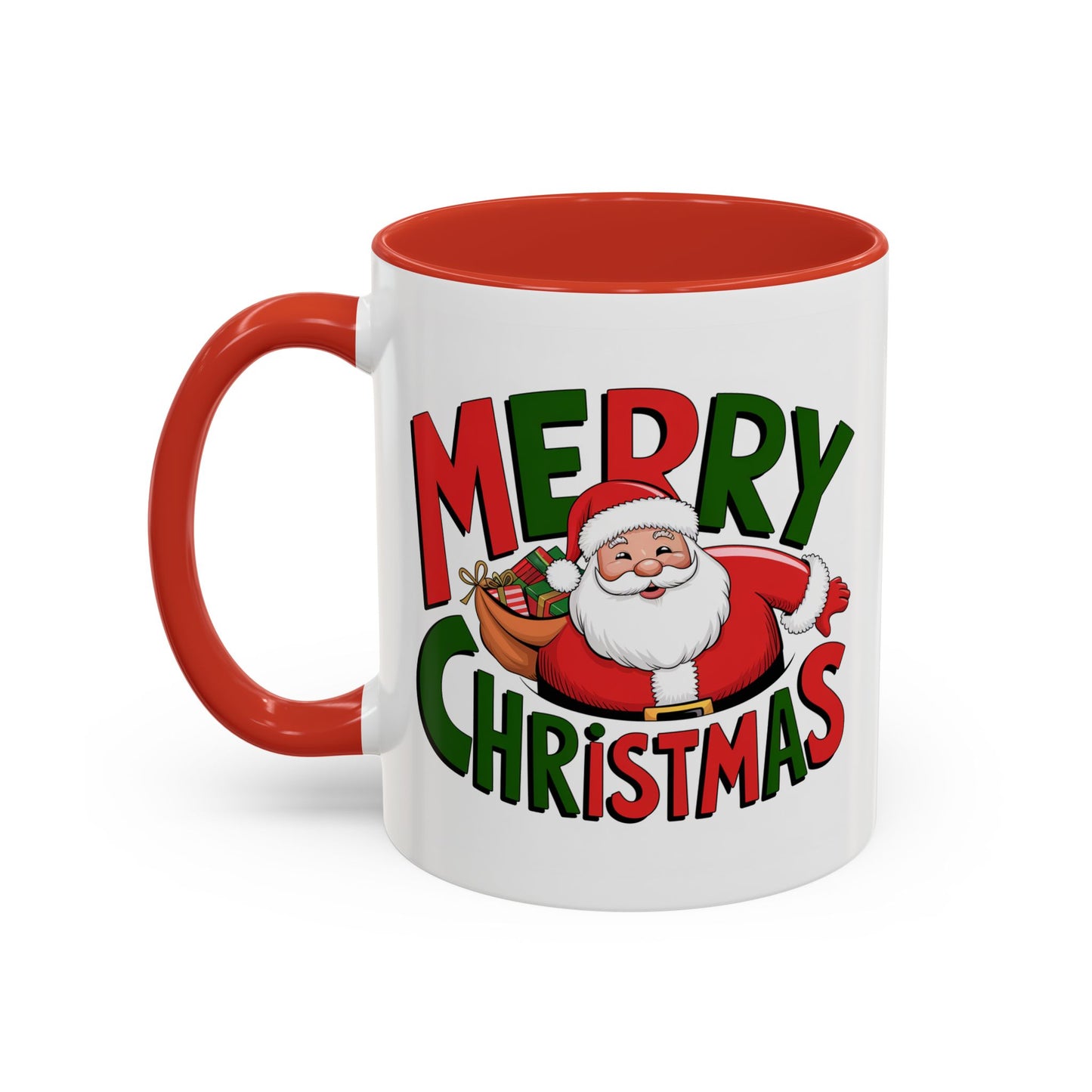 Christmas Mug - Green & Red Text Santa Presents