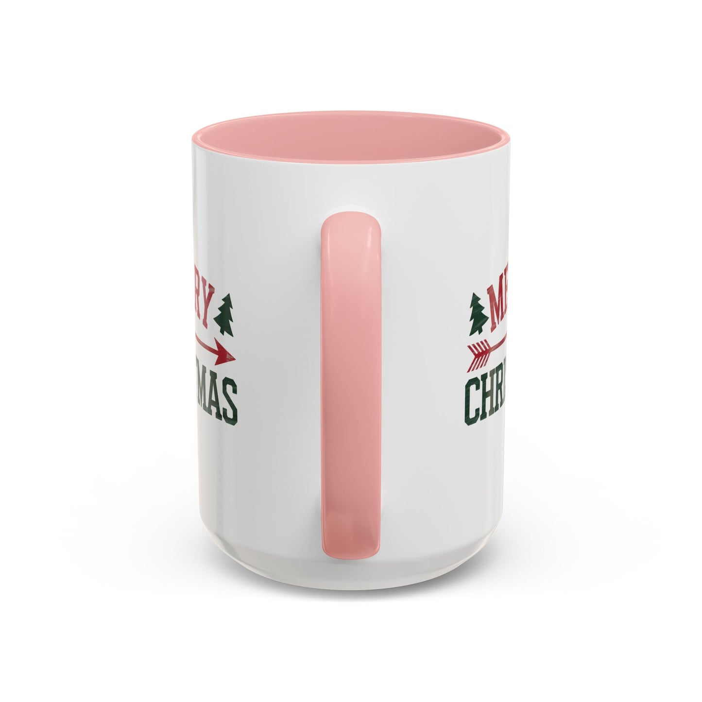 Christmas Mug - Merry Christmas Red & Green Text Heart Arrow Trees