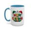 Christmas Mug - Merry Christmas Red Yellow & Green Text Green & Red Hat
