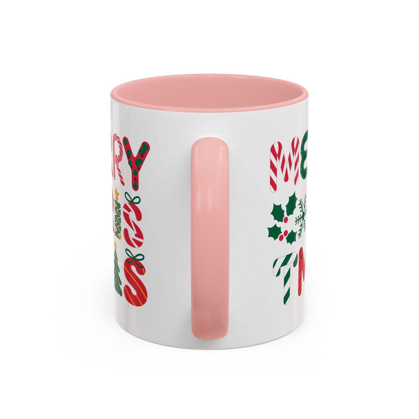 Christmas Mug - Merry Christmas Red Green & Gold Decorative Text