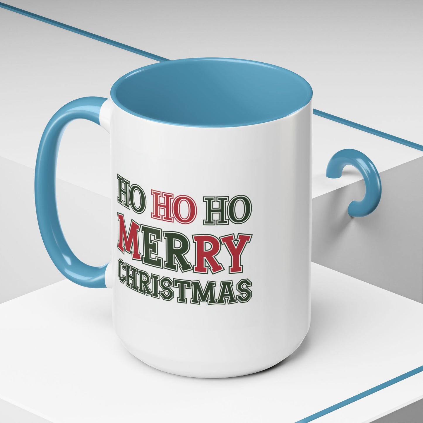 Christmas Mug - Ho Ho Ho Merry Christmas Green & Red Text 2