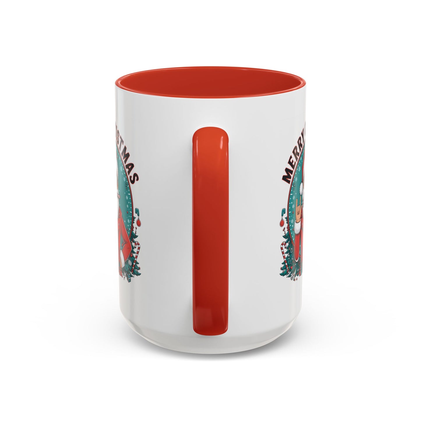 Christmas Mug - Merry Christmas Black & Red Text Cool Santa