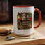 Christmas Mug - Merry Christmas Cream Text Santa Ok Light Bow Ornaments