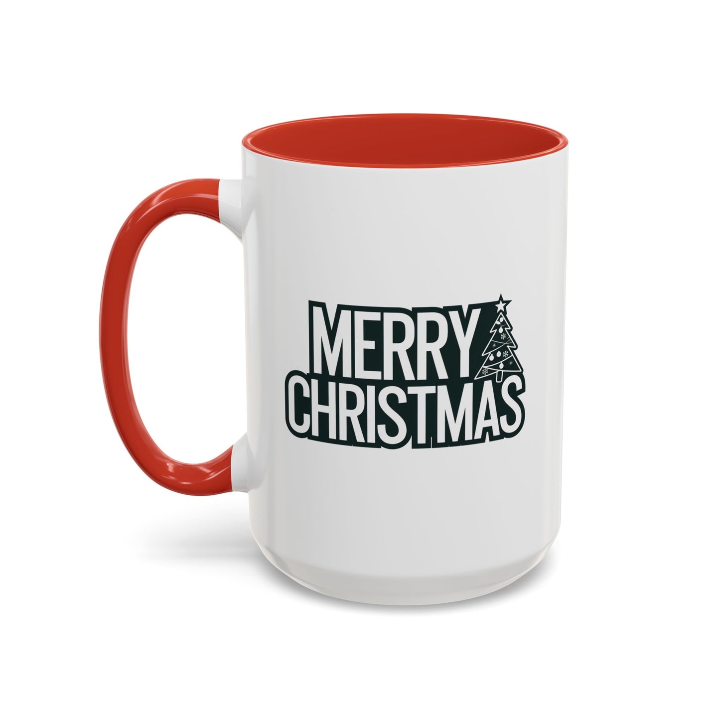 Christmas Mug - Merry Christmas White & Black Text Tree
