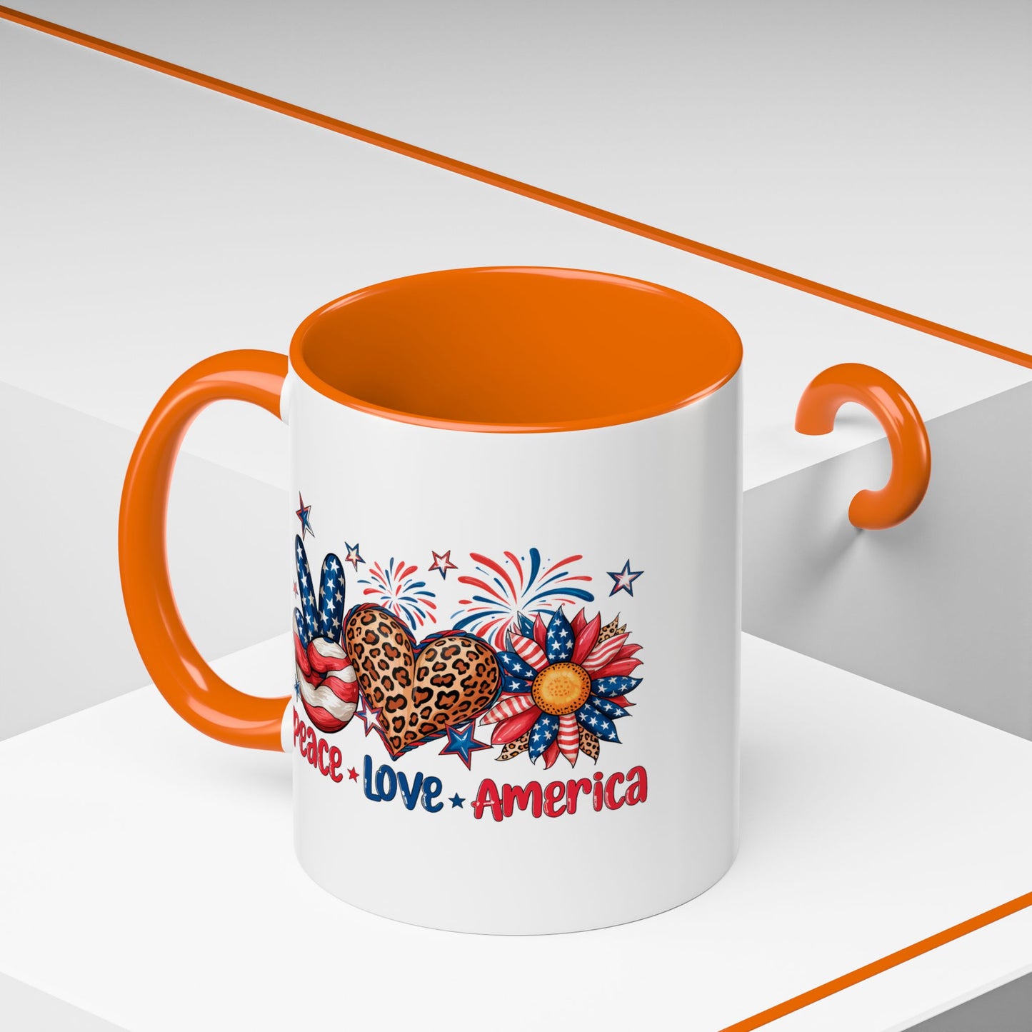4th of July Mug - Peace Love America